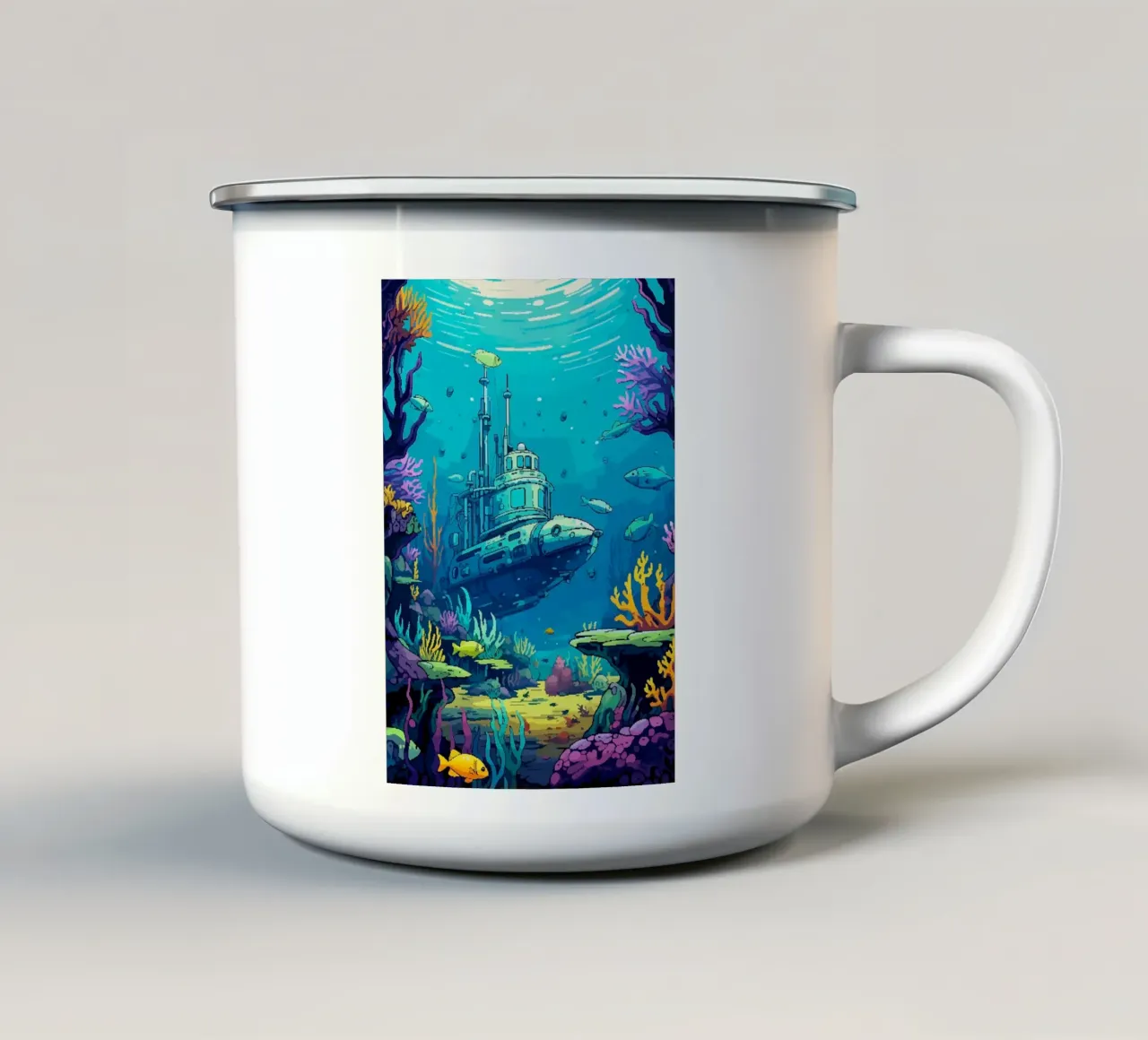 sottomarino pesce corallo oceano sottomarino alghe tazza in smalto da James Isaac Jackson