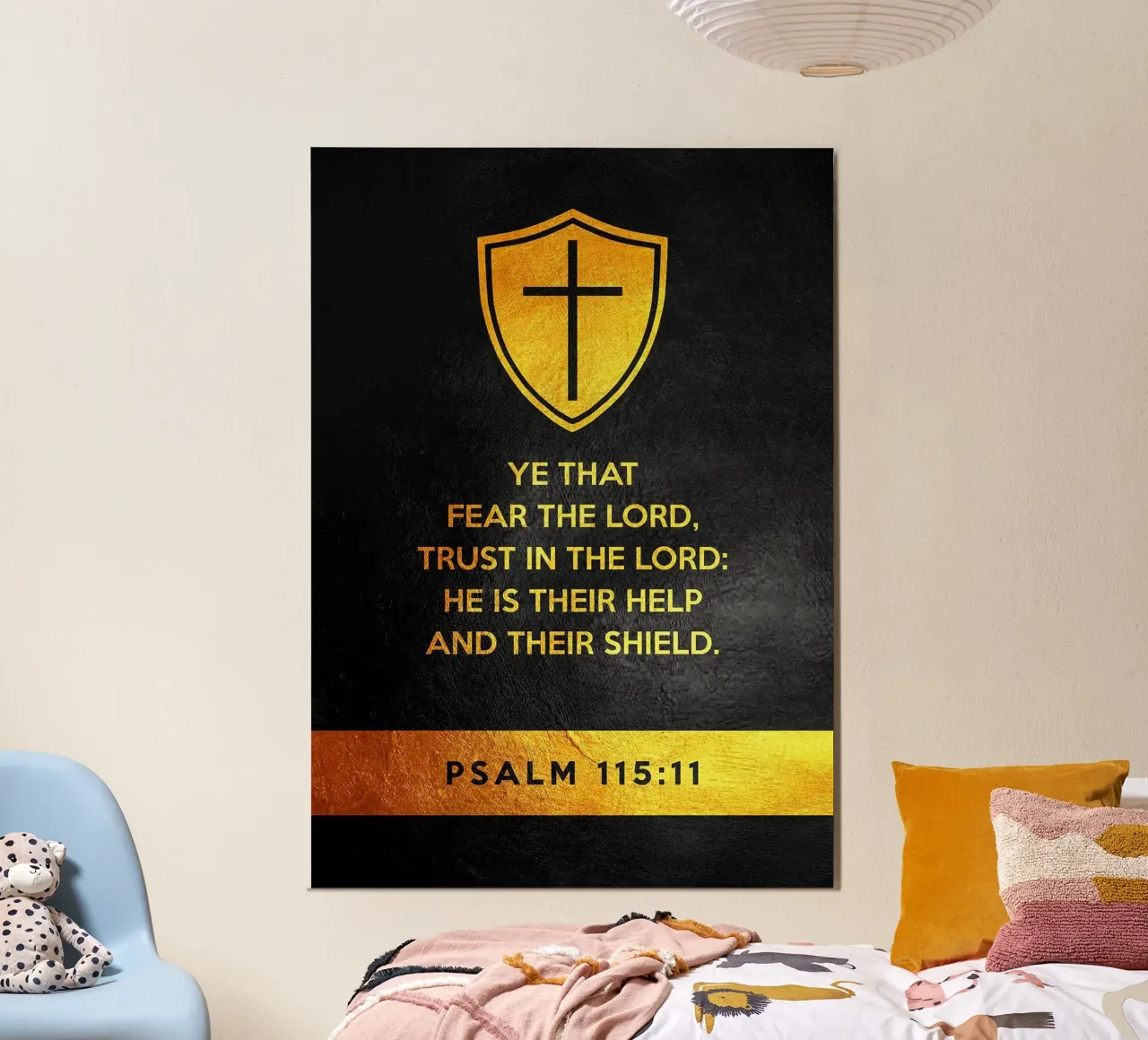 Kreuzschild Psalm Bibelvers Text Poster von James Isaac Jackson