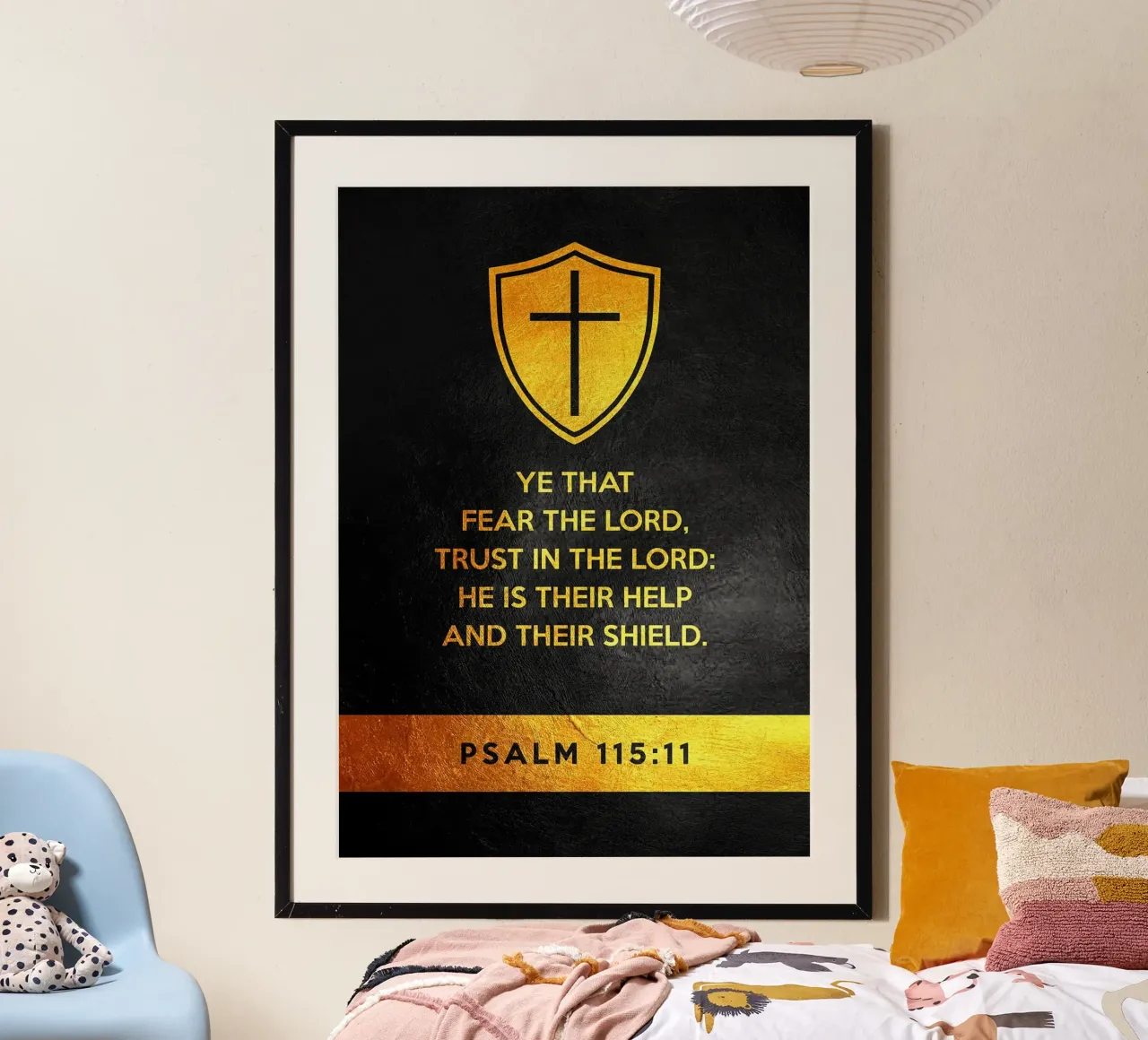Kreuzschild Psalm Bibelvers Text Poster von James Isaac Jackson