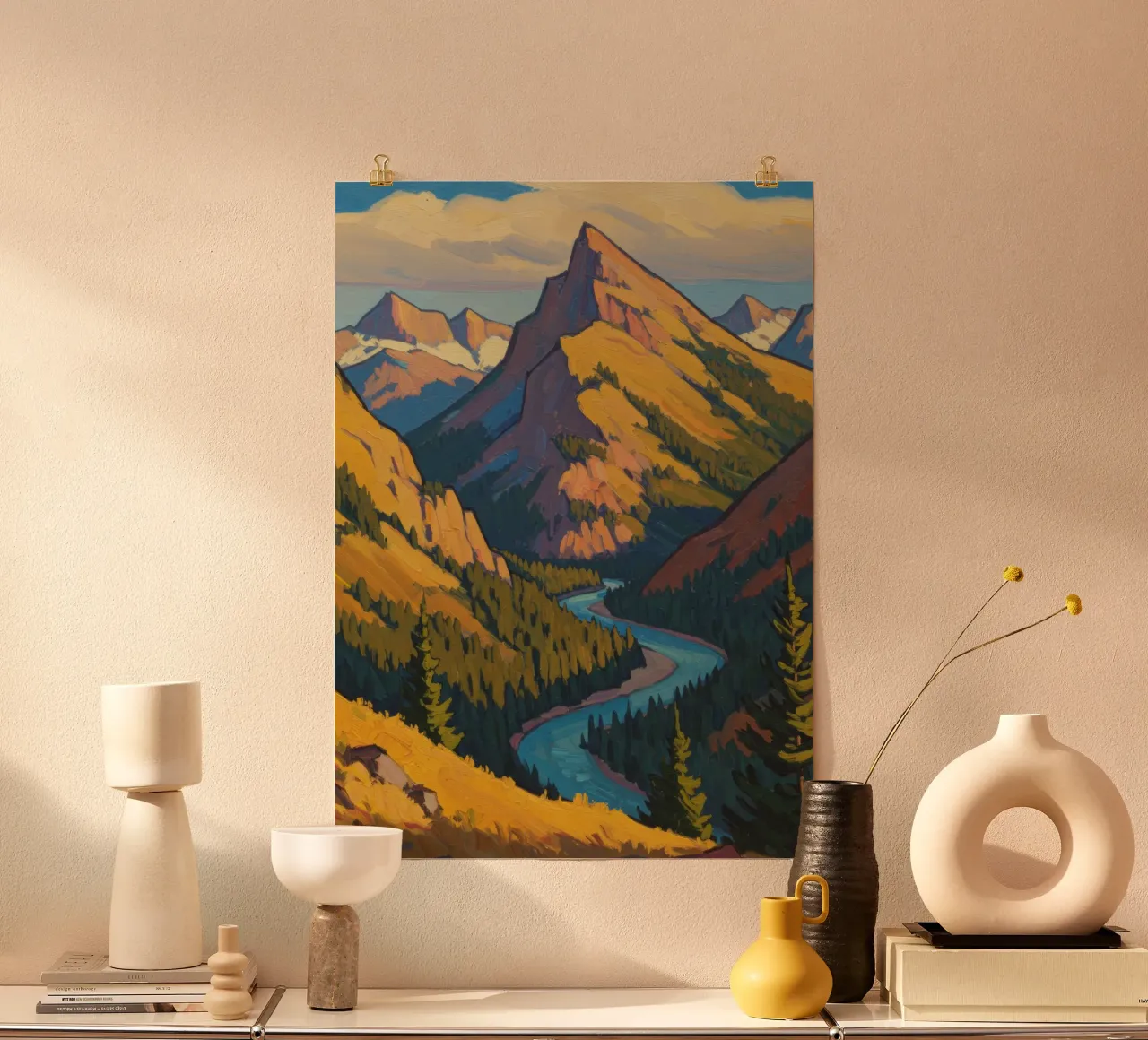 Montagne d'oro poster con telaio in alluminio da Art Center