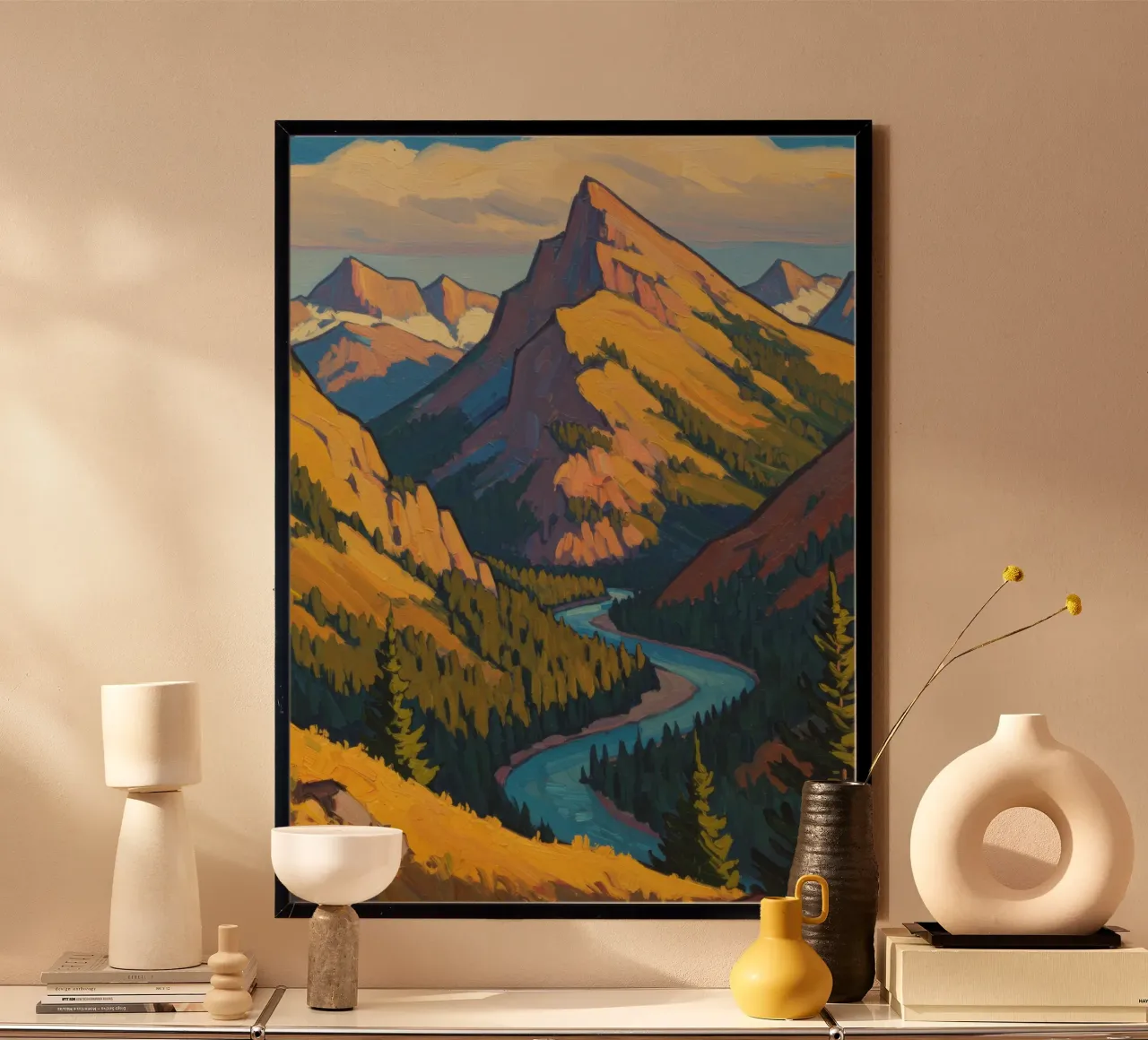 Montagne d'oro poster con telaio in alluminio da Art Center