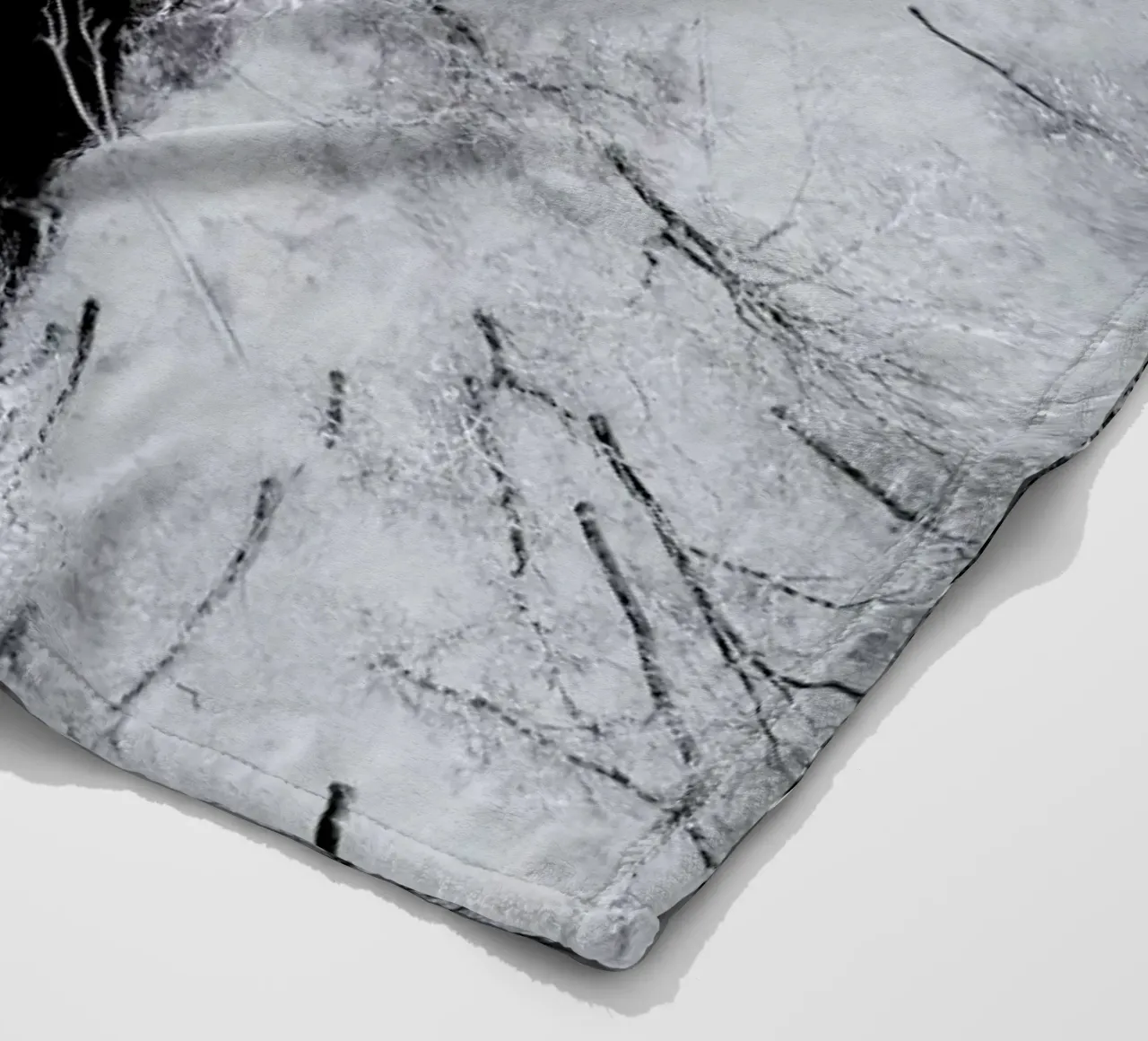 Black River Through The Snowy Winter Forest fleece blanket by Studio Nahili