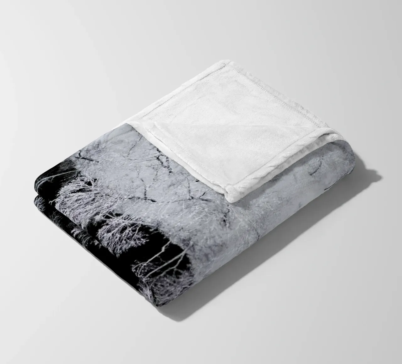 Black River Through The Snowy Winter Forest fleece blanket by Studio Nahili
