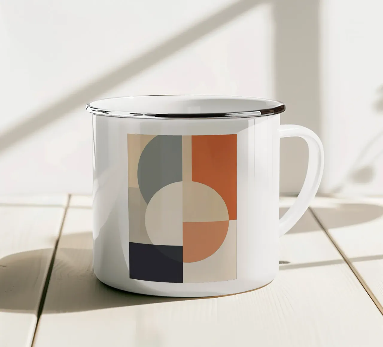 Kreise Rechtecke Geometrische Formen Überlappende Formen Emaille Tasse von Kip Joseph Davis