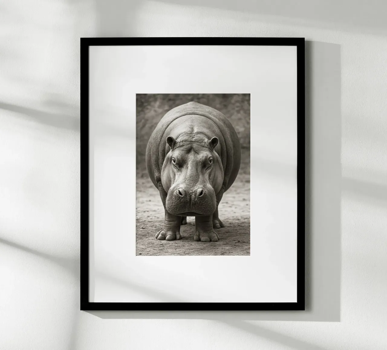 ippopotamo fotografia in bianco e nero poster con telaio in alluminio da the gunduls