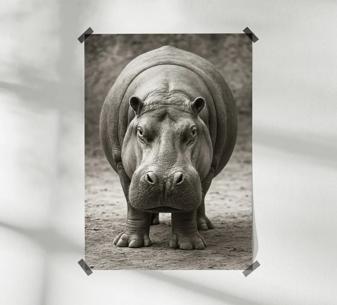 ippopotamo fotografia in bianco e nero poster con telaio in alluminio da the gunduls