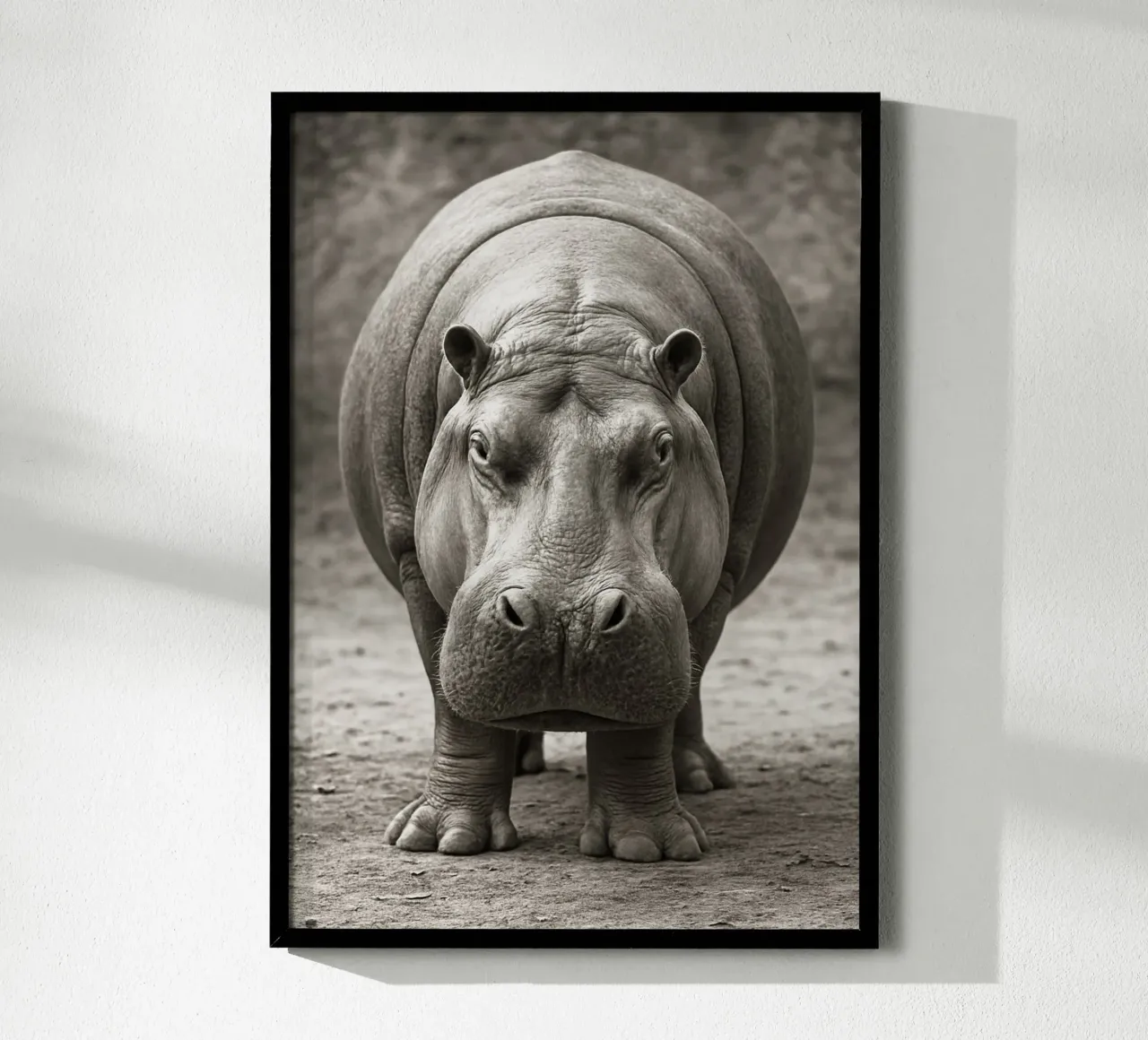 ippopotamo fotografia in bianco e nero poster con telaio in alluminio da the gunduls