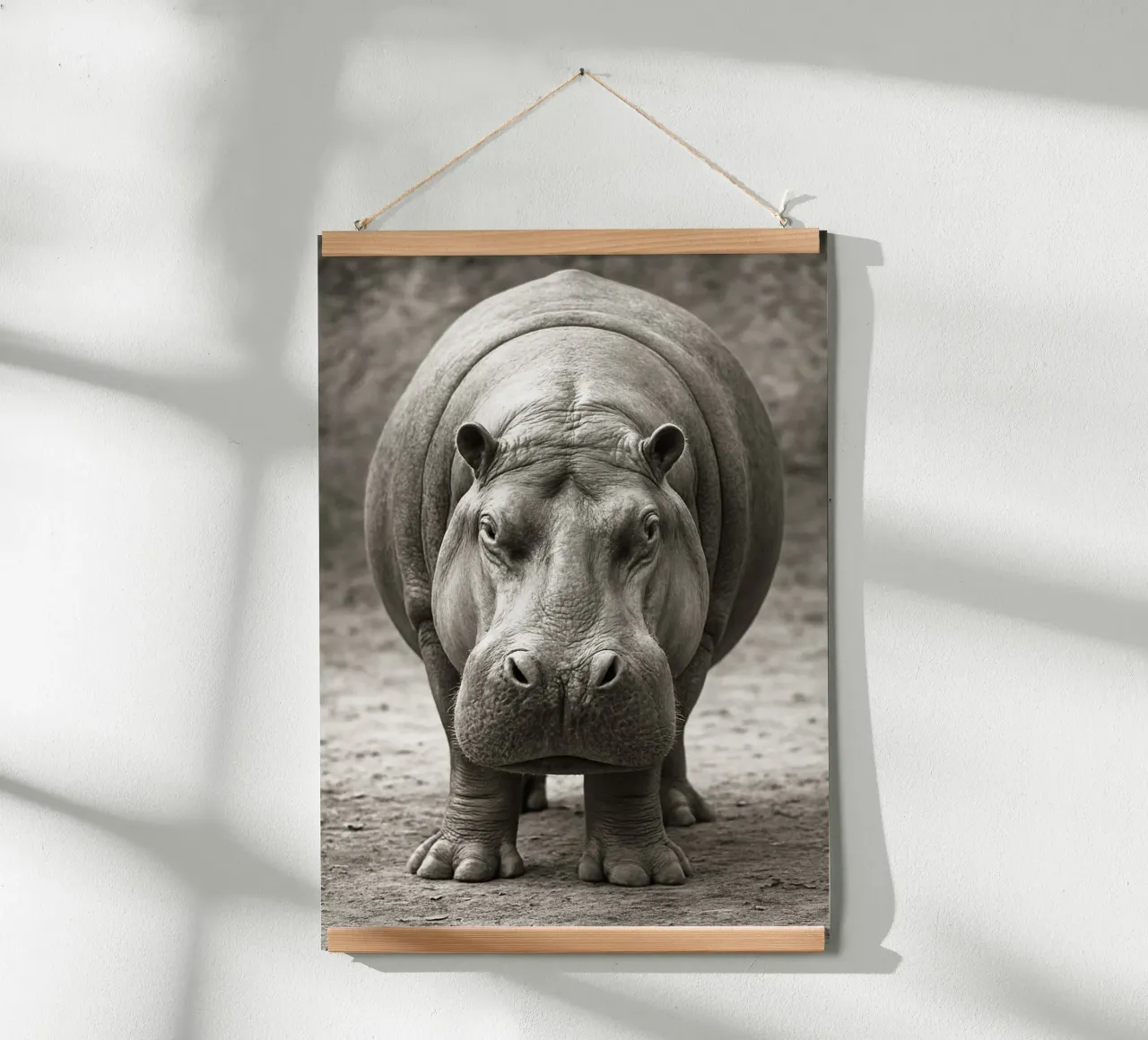 ippopotamo fotografia in bianco e nero poster con telaio in alluminio da the gunduls