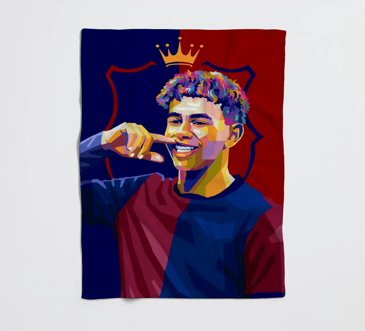 Lamine Yamal Of Barcelona fleece blanket by WPAP MALANG