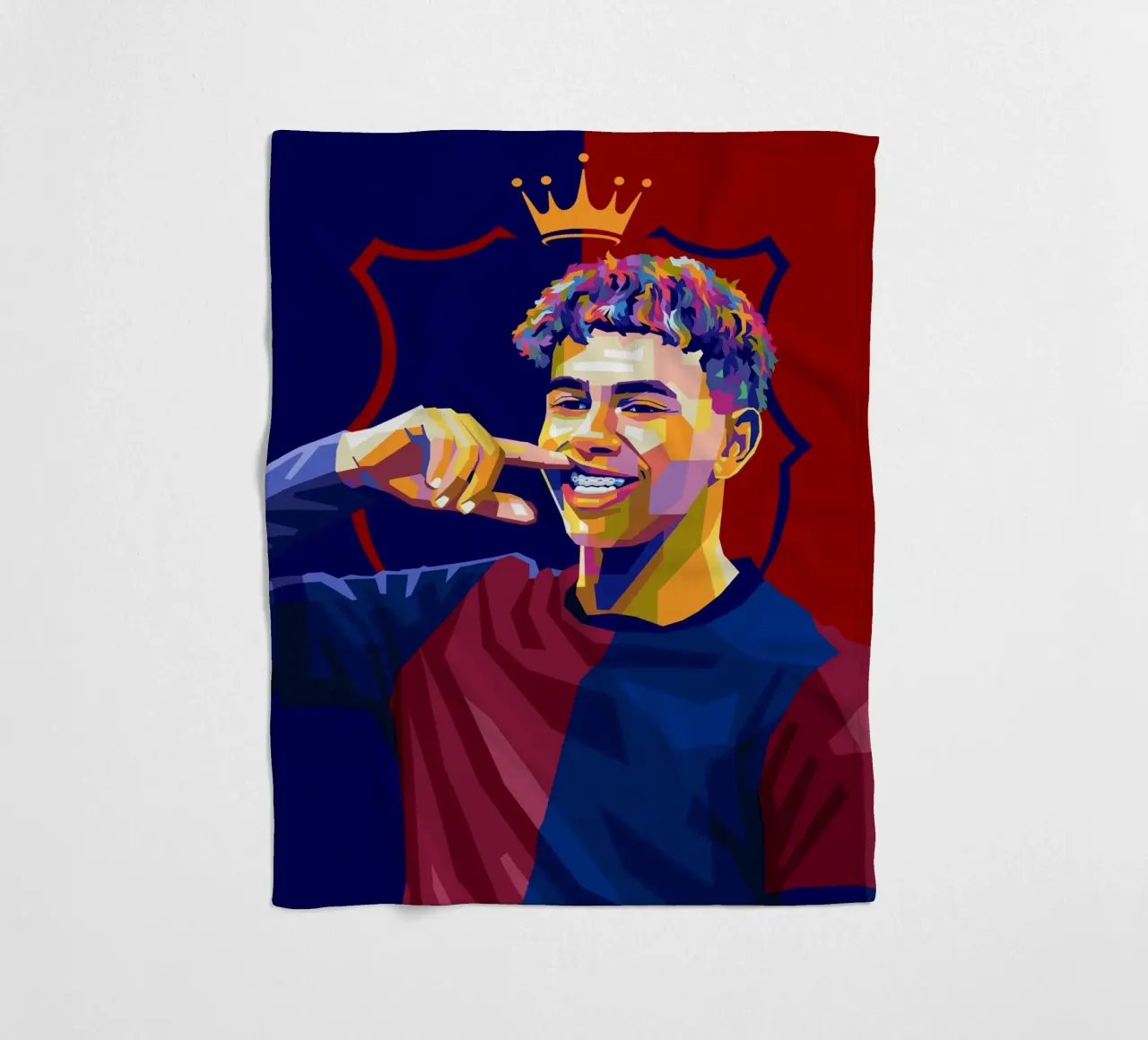 Lamine Yamal Of Barcelona fleece blanket by WPAP MALANG