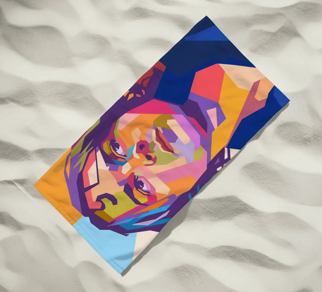 Tom Chaplin pop art portrait beach towel by Hantamrata