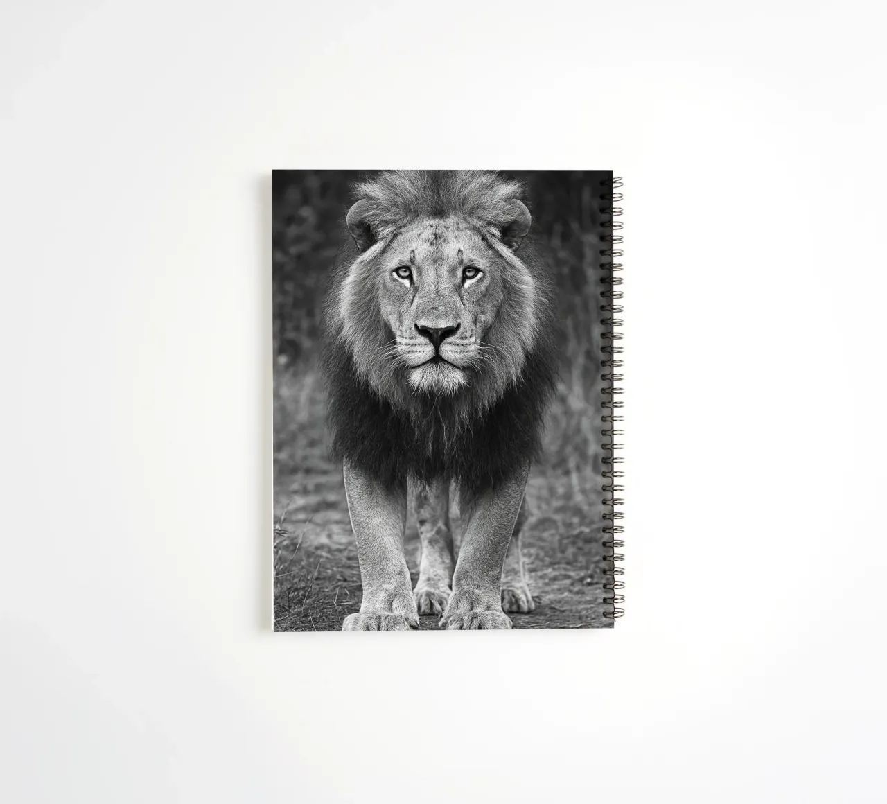 leeuw zwart-wit fotografie notitieboek met spiraal van the gunduls