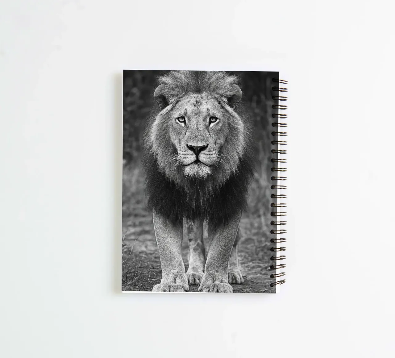 leeuw zwart-wit fotografie notitieboek met spiraal van the gunduls