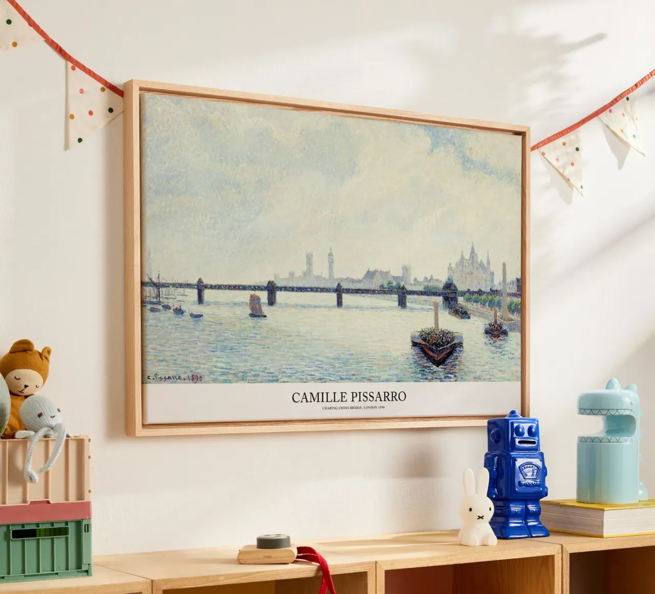 Pissarro - Charing Cross Bridge tela con Cornice a cassetta da Vintage by JUNIQE