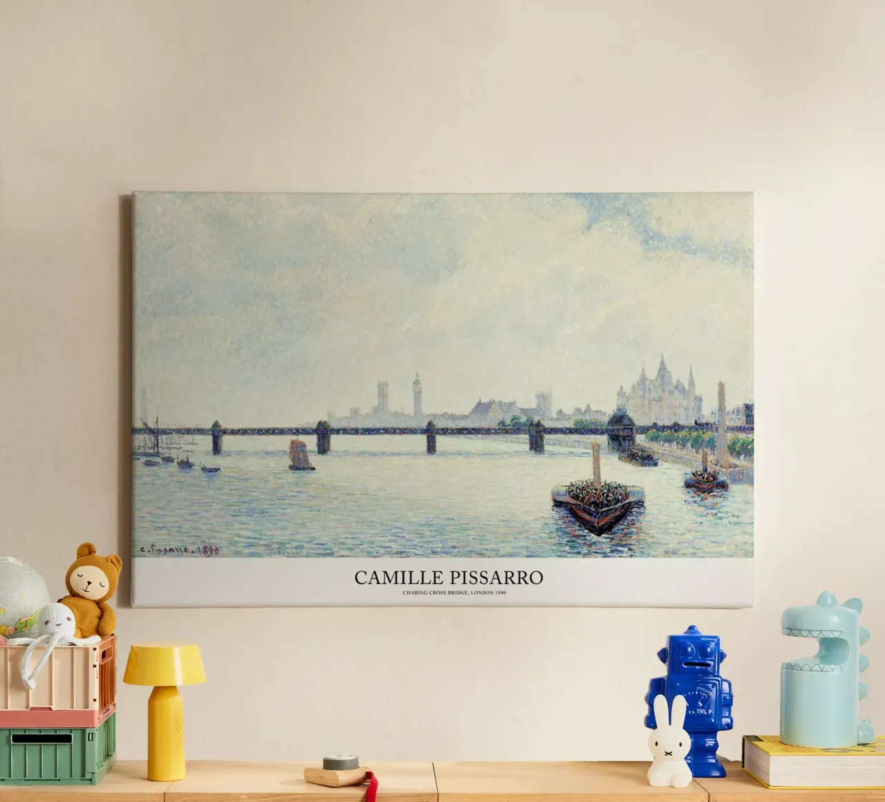 Pissarro - Charing Cross Bridge tela con Cornice a cassetta da Vintage by JUNIQE
