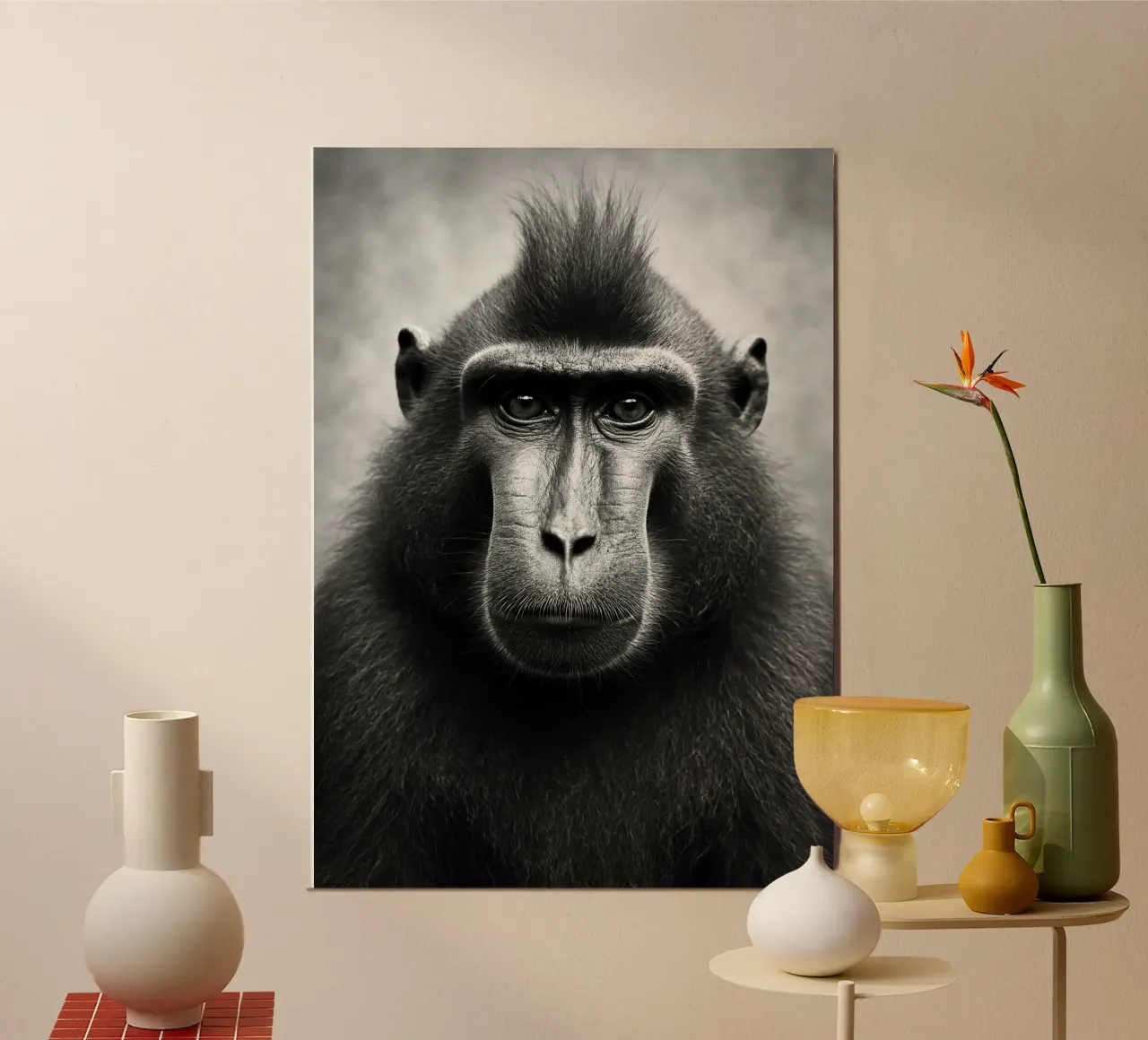 monkey black and white photography alu-dibond by the gunduls