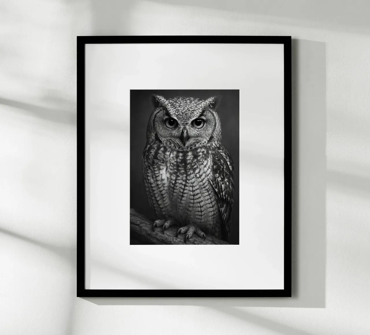 gufo uccello fotografia in bianco e nero poster con telaio in alluminio da the gunduls