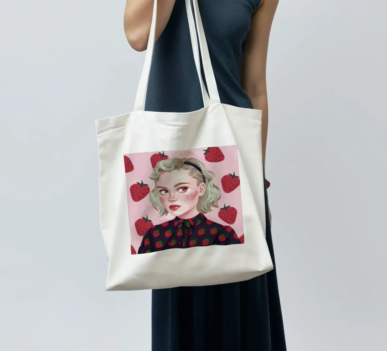 Paesaggio onirico alla fragola borsa in juta da Twilight Muse