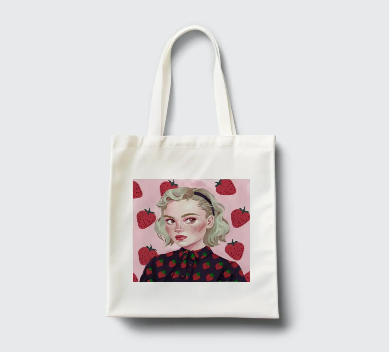 Paesaggio onirico alla fragola borsa in juta da Twilight Muse
