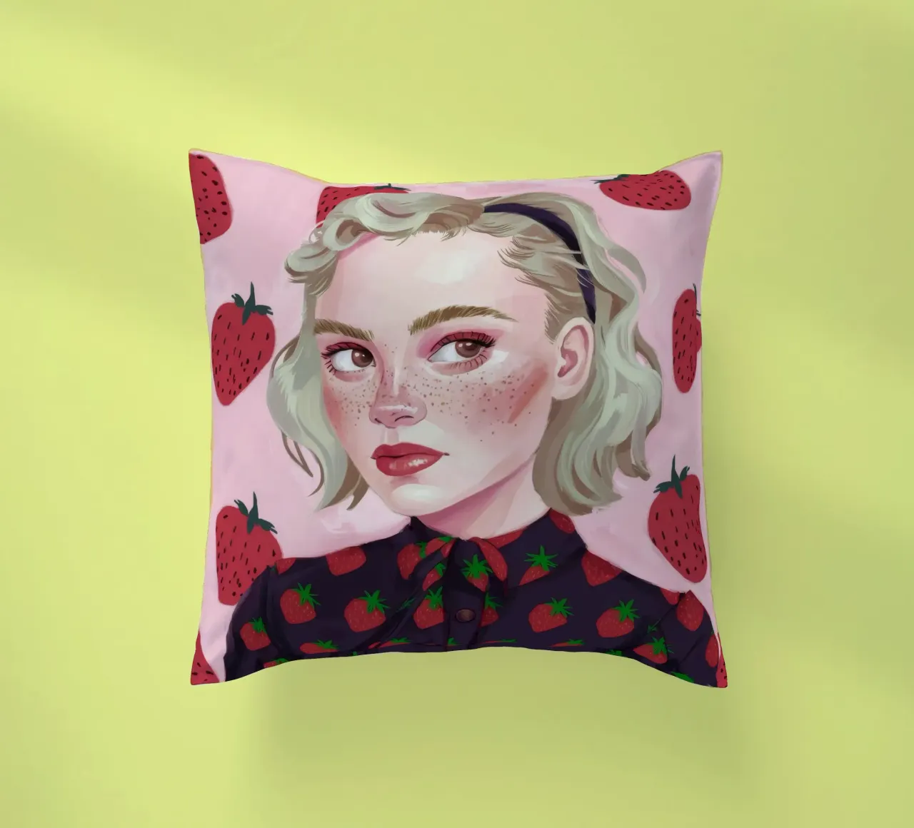 Paesaggio onirico alla fragola cuscino da Twilight Muse
