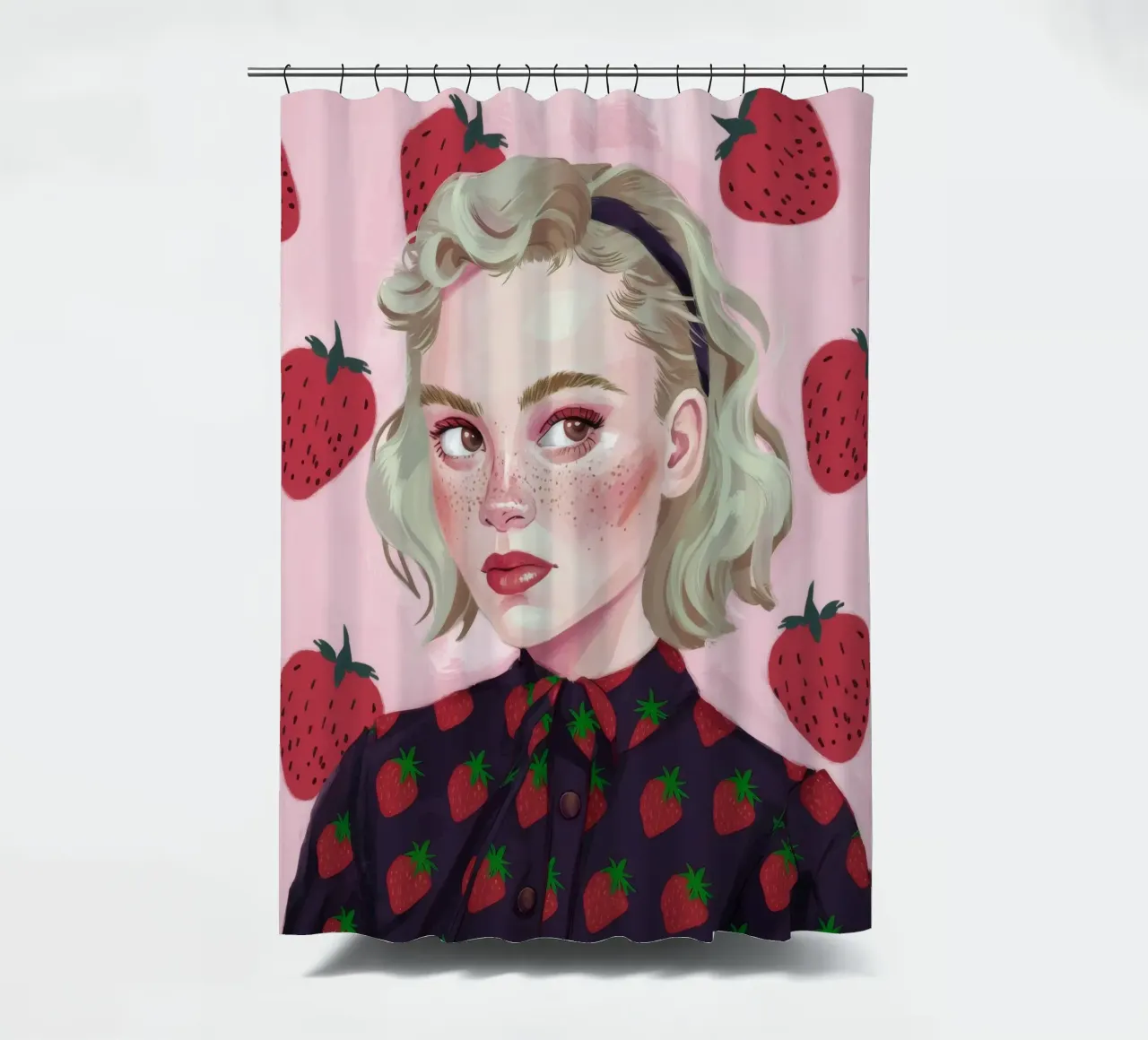 Paesaggio onirico alla fragola tenda da doccia da Twilight Muse
