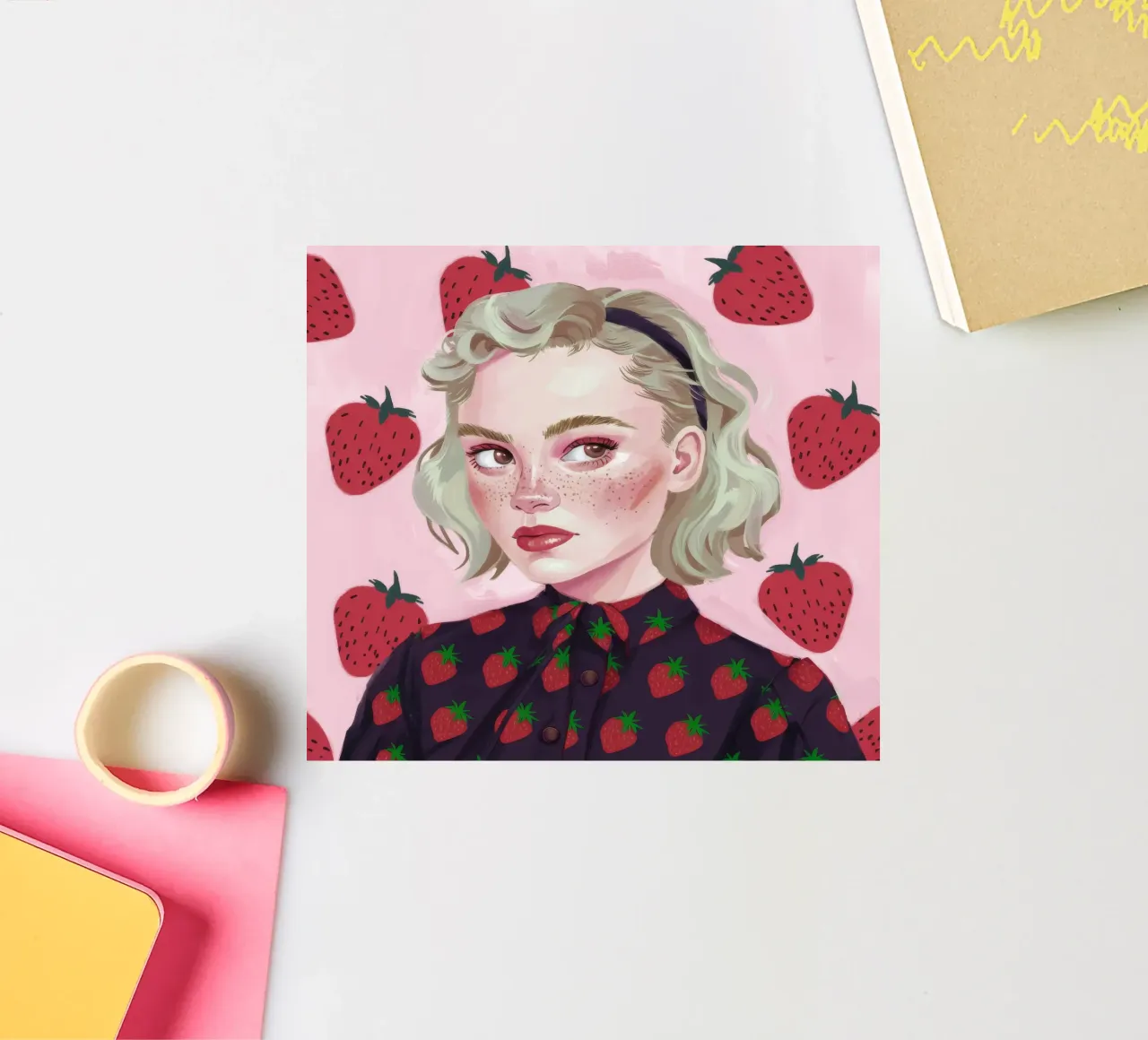 Paesaggio onirico alla fragola adesivo da Twilight Muse