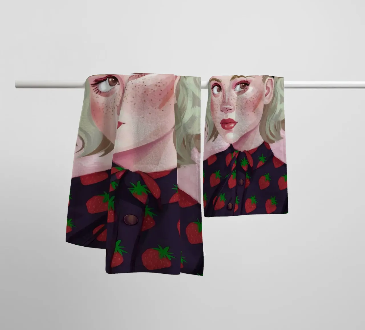 Paesaggio onirico alla fragola asciugamano da bagno da Twilight Muse