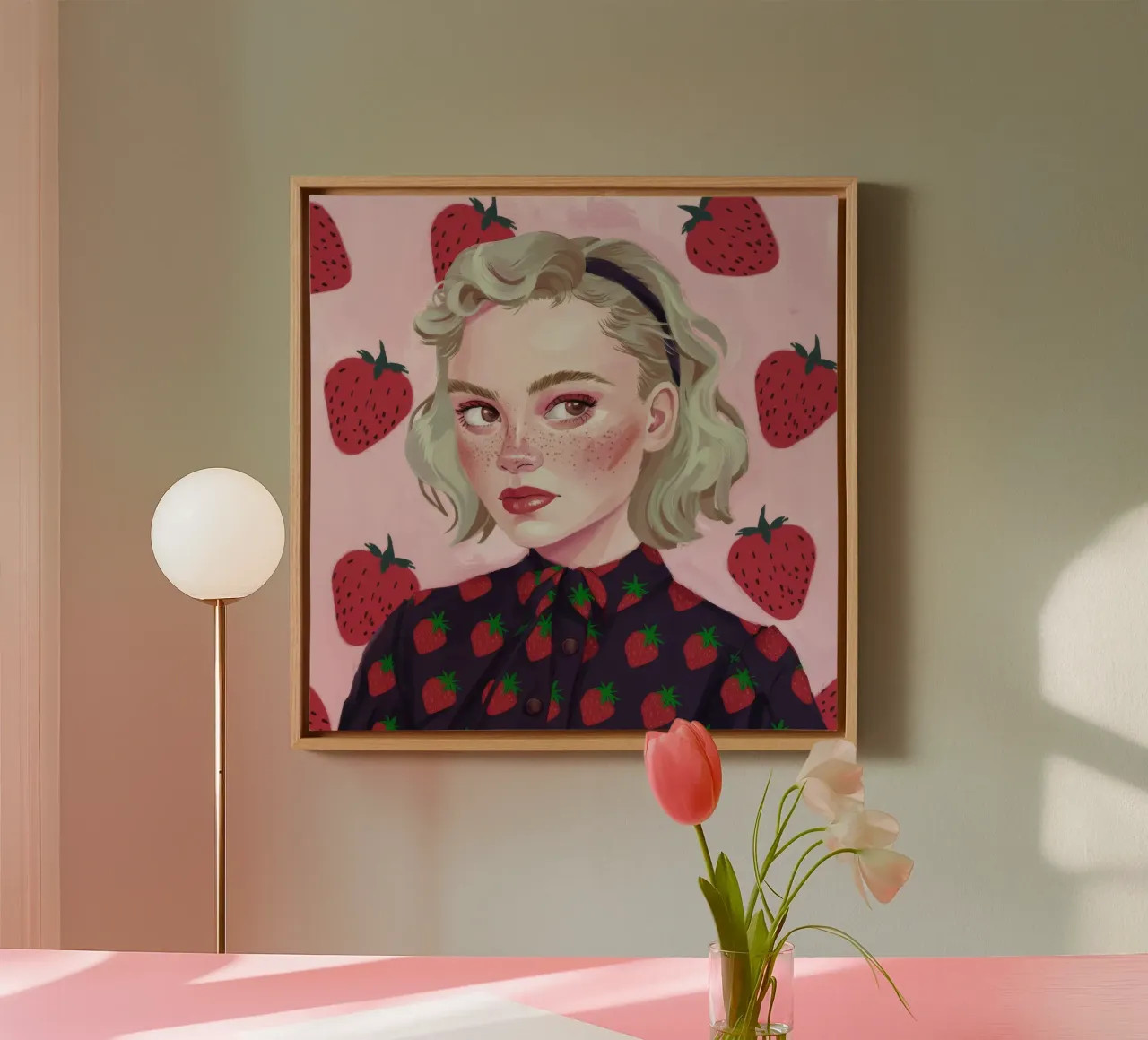 Paesaggio onirico alla fragola tela da Twilight Muse