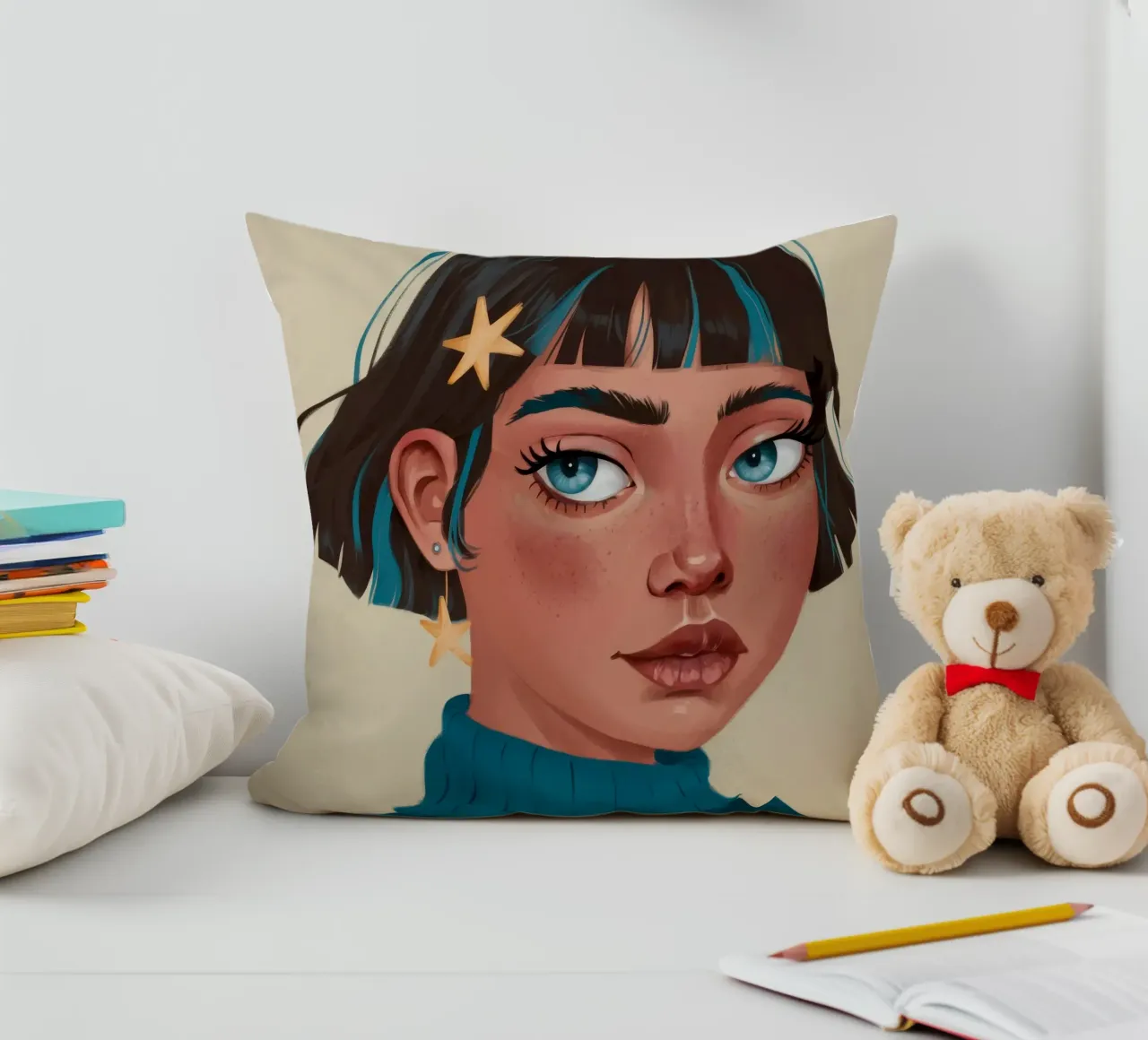 Blue Serenity decorative cushion by Twilight Muse