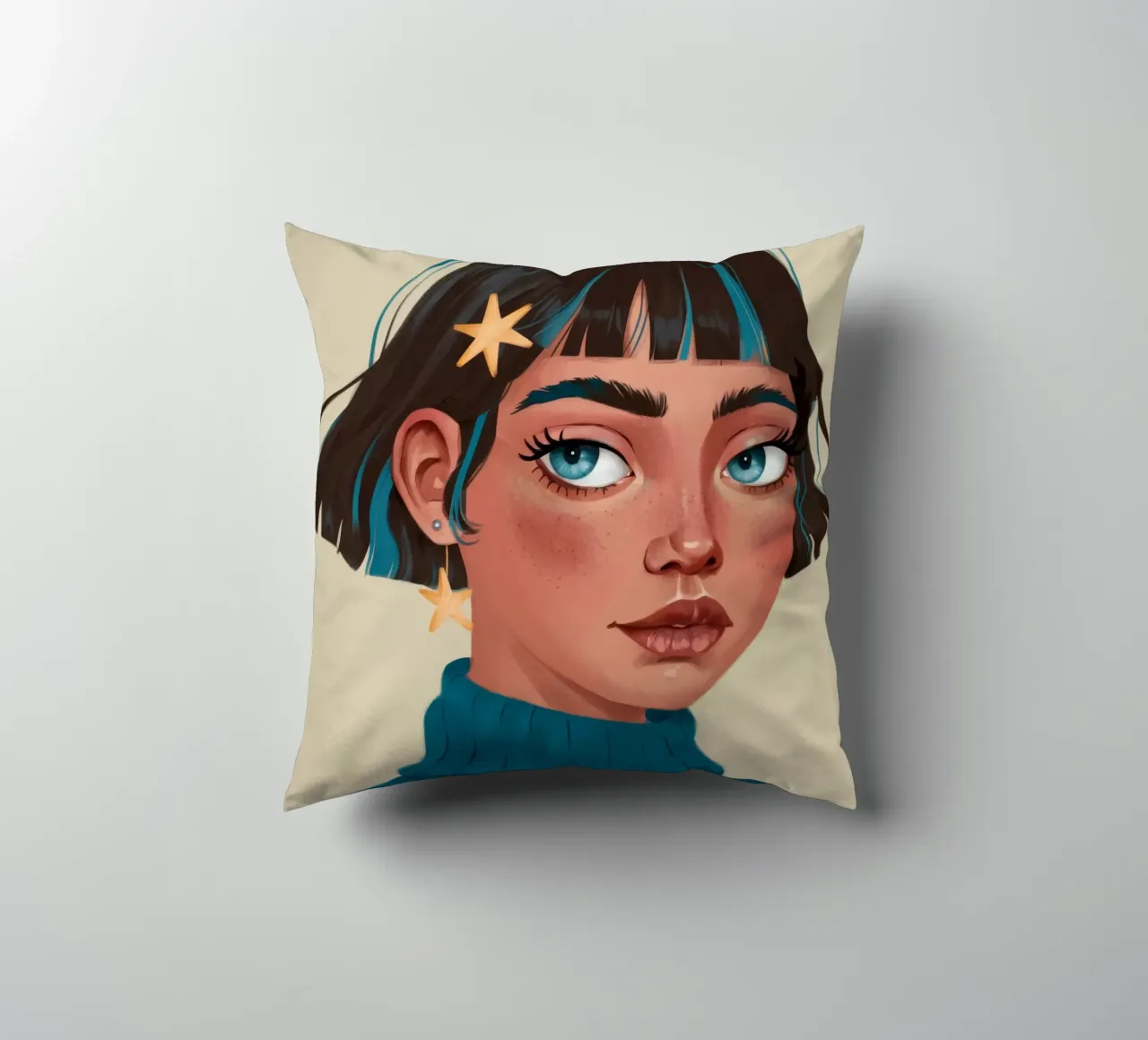 Blue Serenity decorative cushion by Twilight Muse