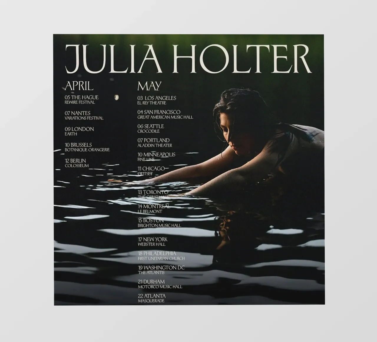 Tour di Julia Holter pellicola backlit da hite Shop