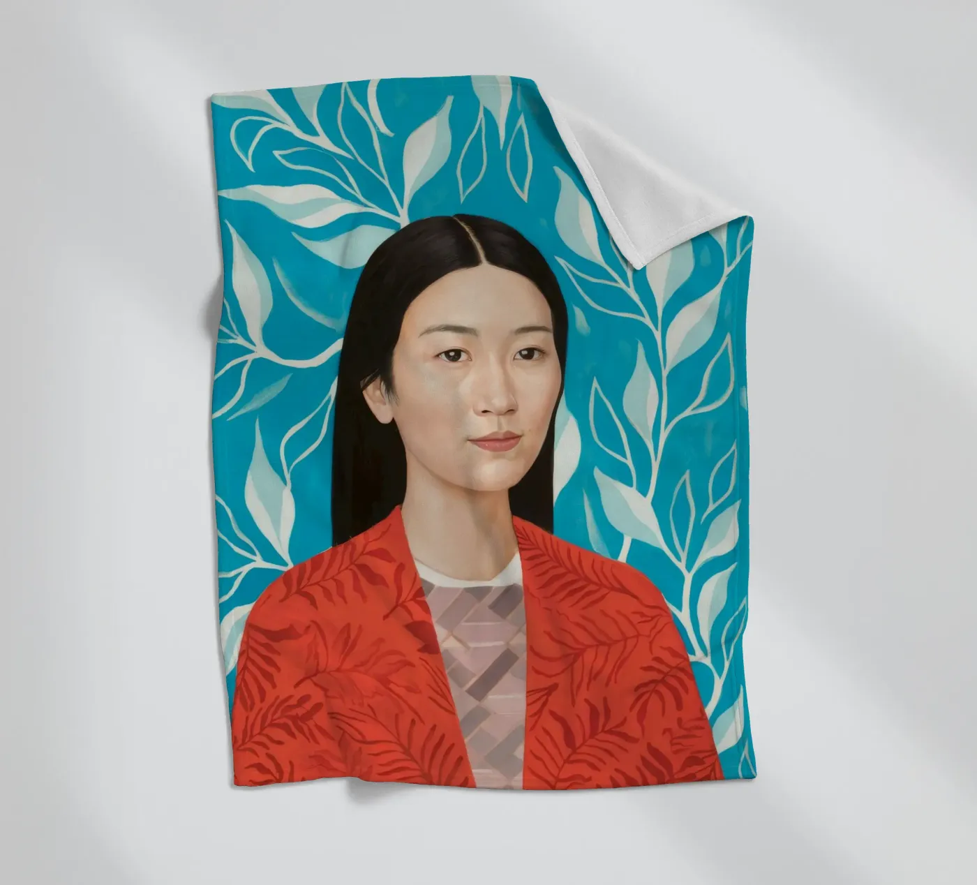 Leafy Tranquility fleece blanket by Twilight Muse