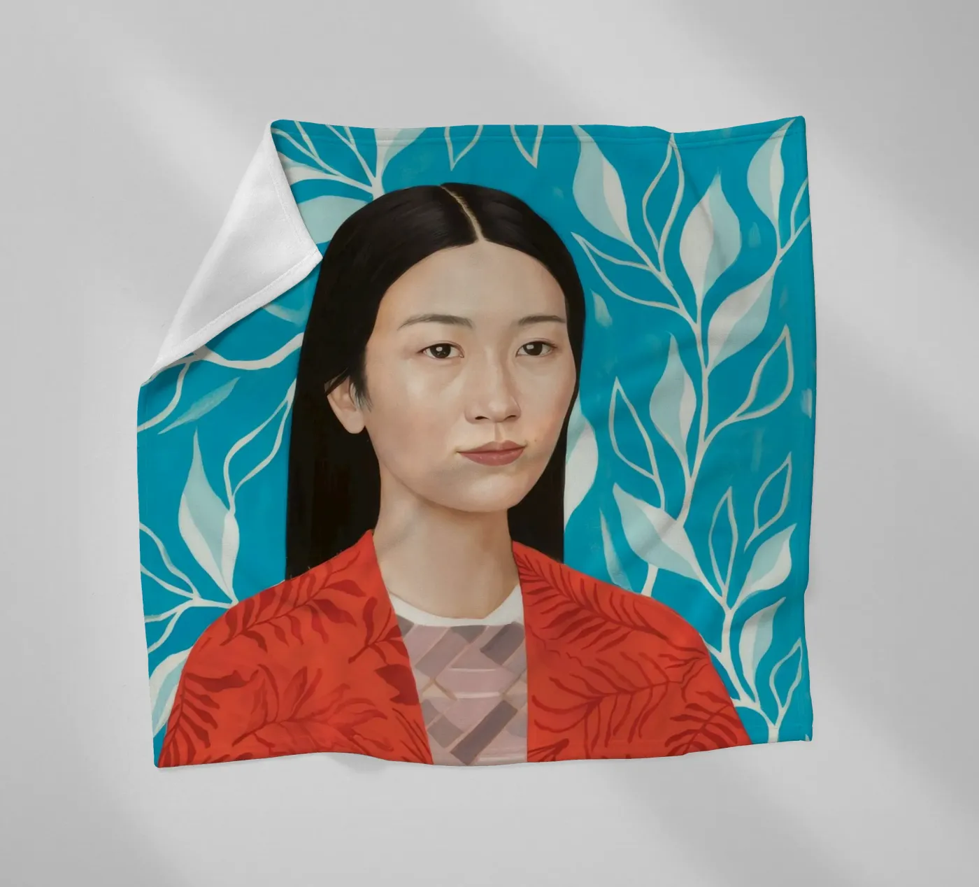 Leafy Tranquility fleece blanket by Twilight Muse