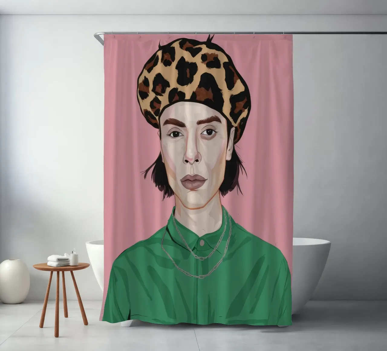 Leopard Grace shower curtain by Twilight Muse
