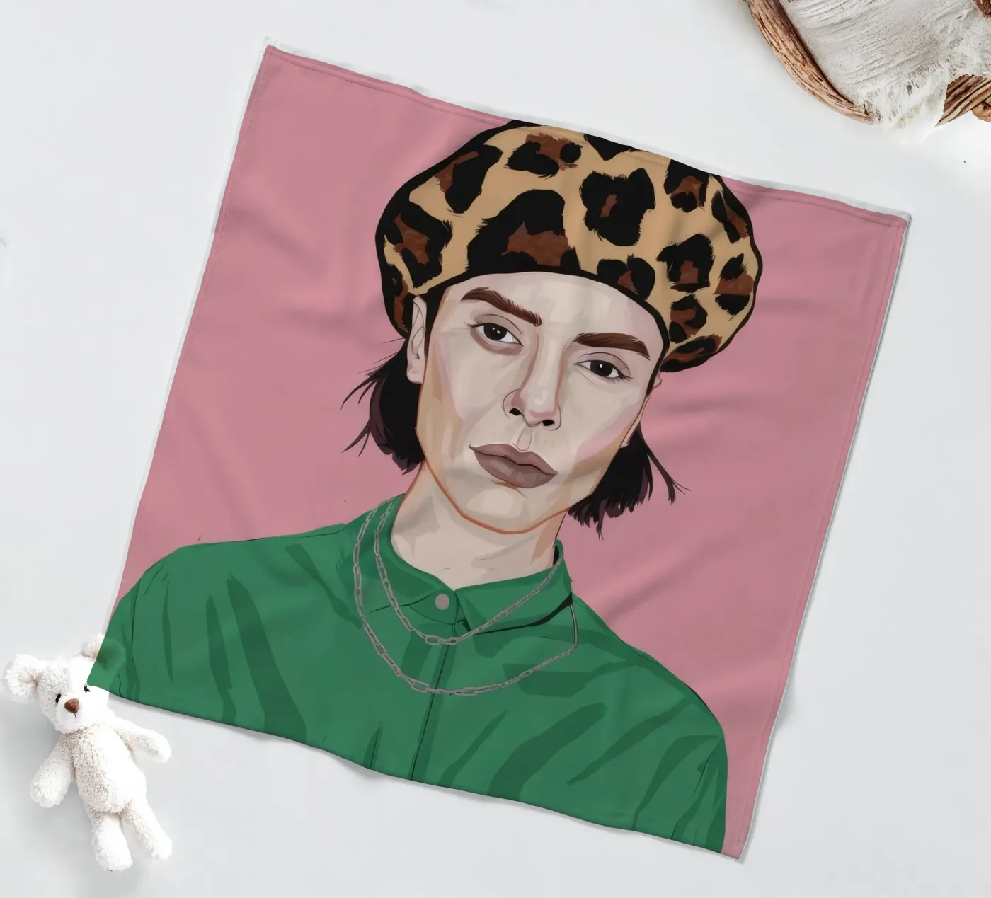 Leopard Grace fleece blanket by Twilight Muse