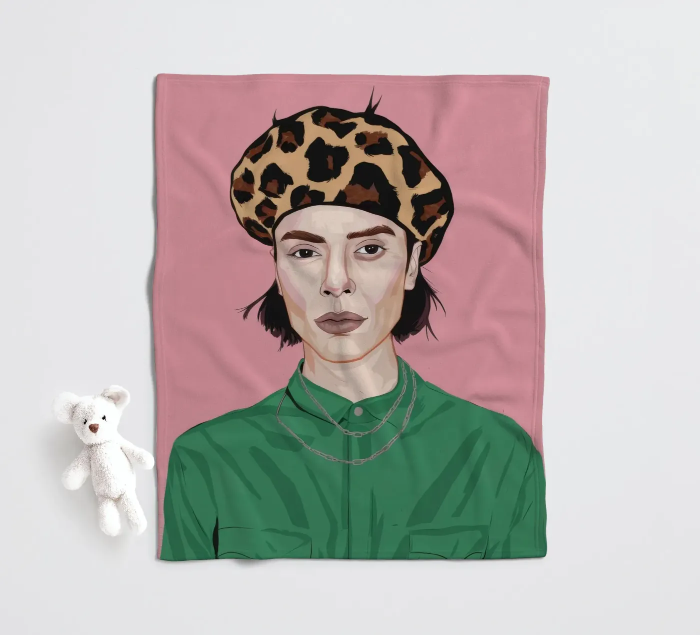 Leopard Grace fleece blanket by Twilight Muse