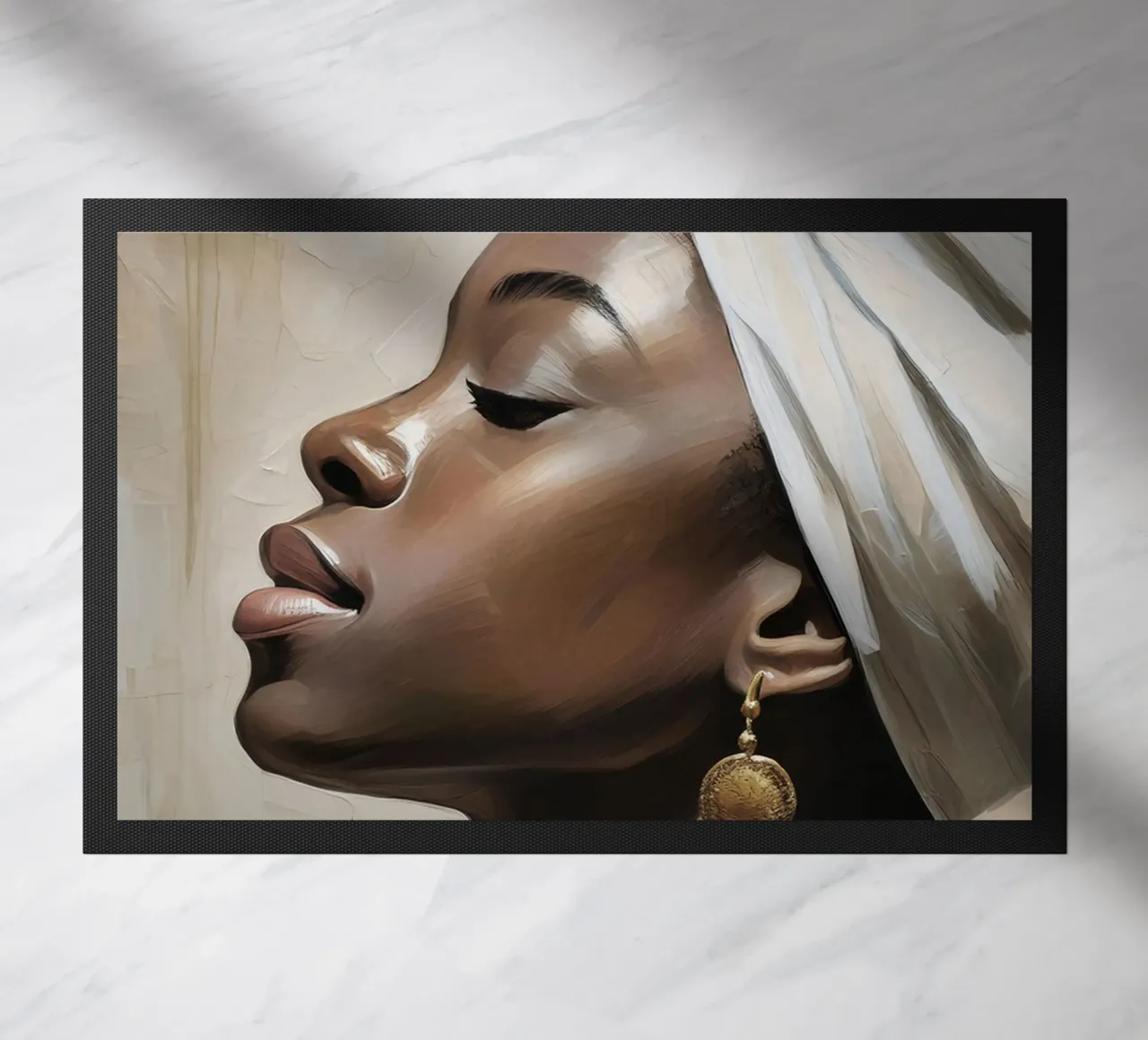 Ritratto donna africana in colori tenui zerbino da Take Your Art BV