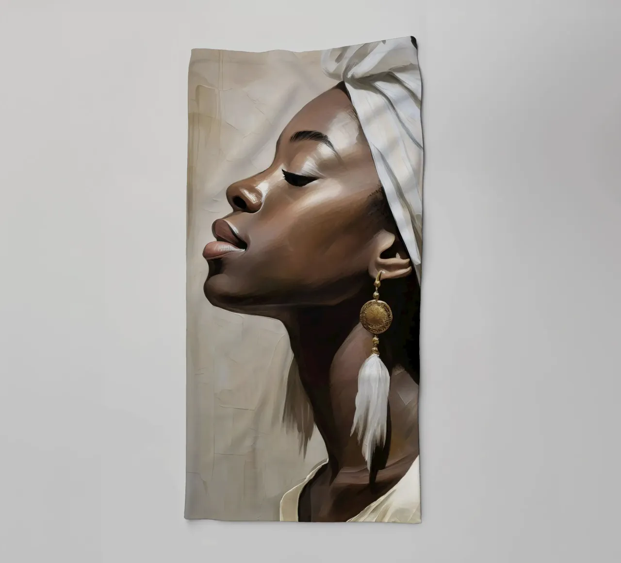 Ritratto donna africana in colori tenui asciugamano da bagno da Take Your Art BV