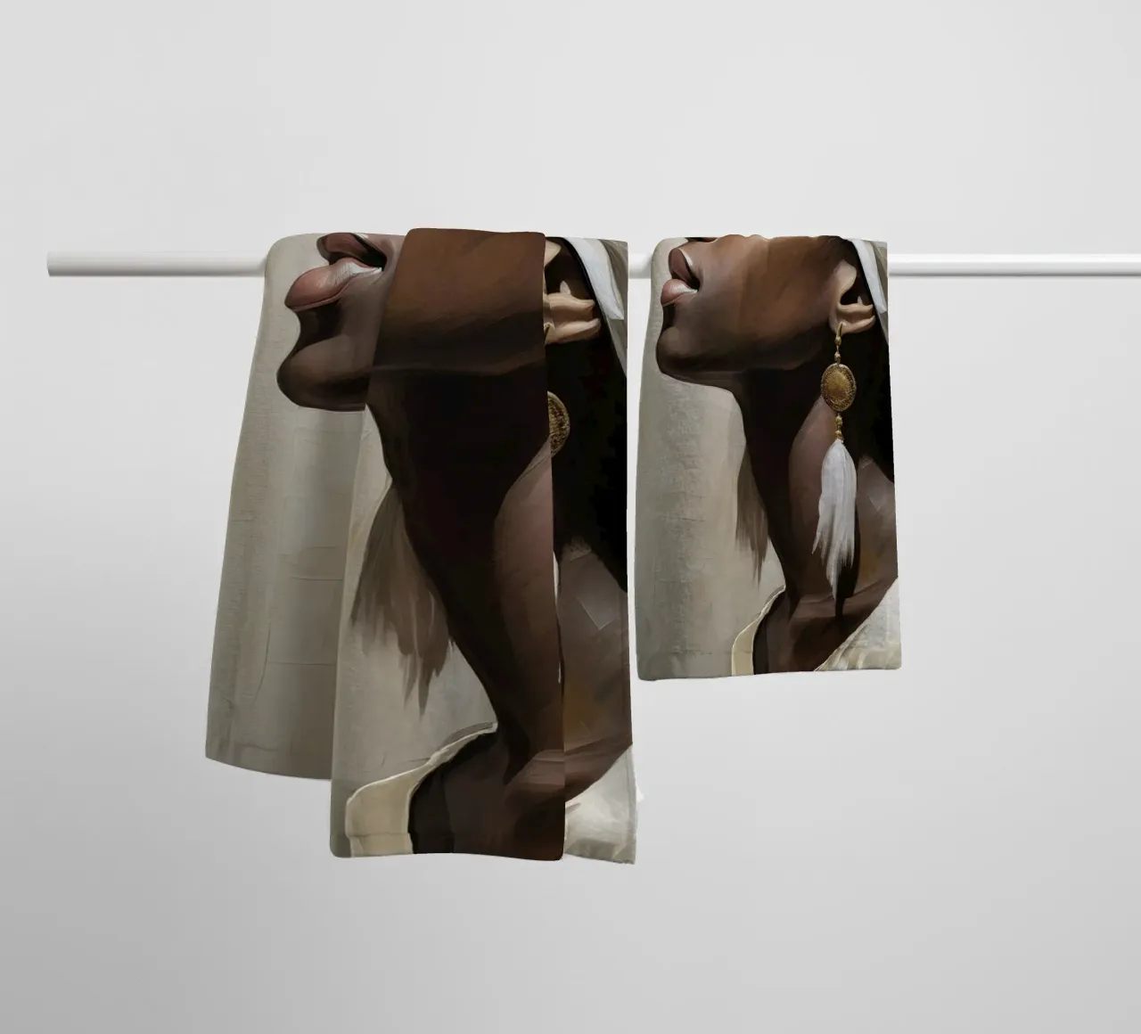Ritratto donna africana in colori tenui asciugamano da bagno da Take Your Art BV