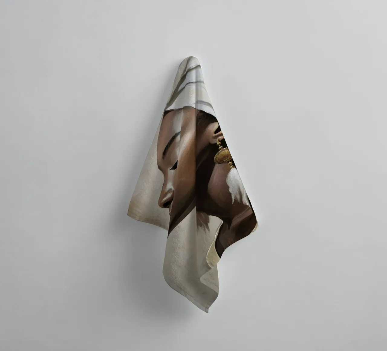 Ritratto donna africana in colori tenui asciugamano da bagno da Take Your Art BV