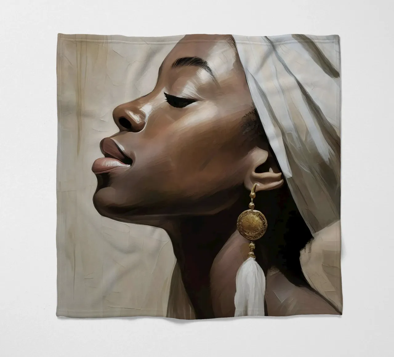 Portrait African woman in soft colors fleece blanket by Take Your Art BV