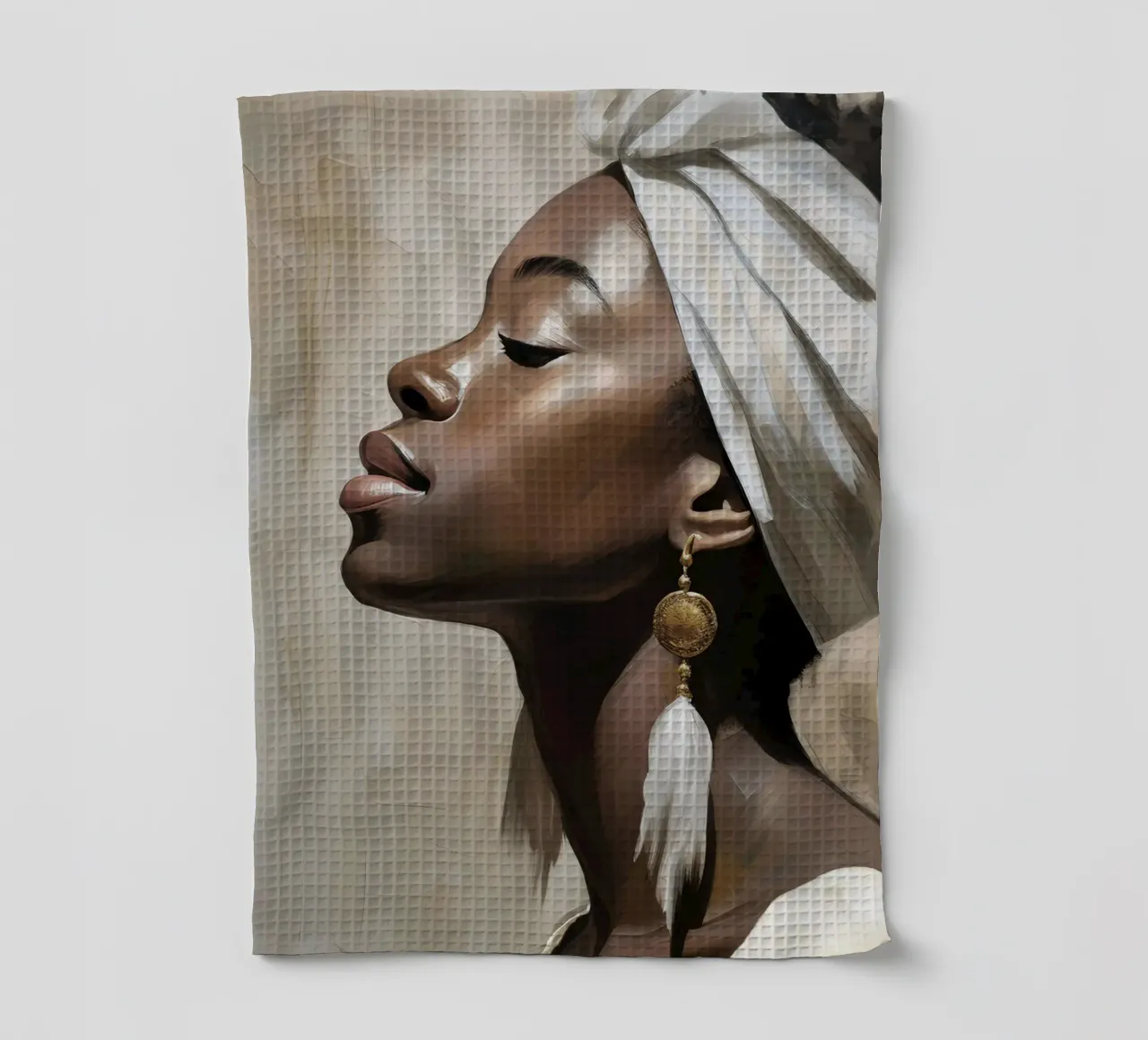 Ritratto donna africana in colori tenui canovaccio da cucina da Take Your Art BV