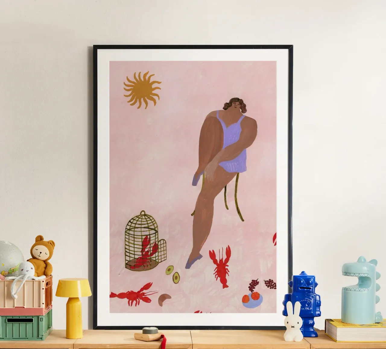 Pets poster con telaio in alluminio da Nudes and Croissants