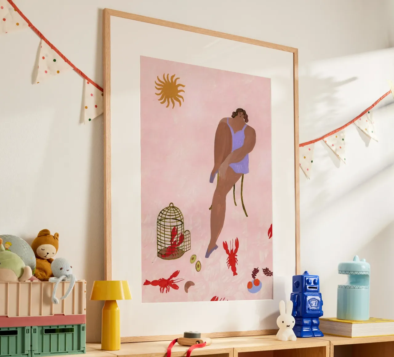 Pets poster con telaio in alluminio da Nudes and Croissants