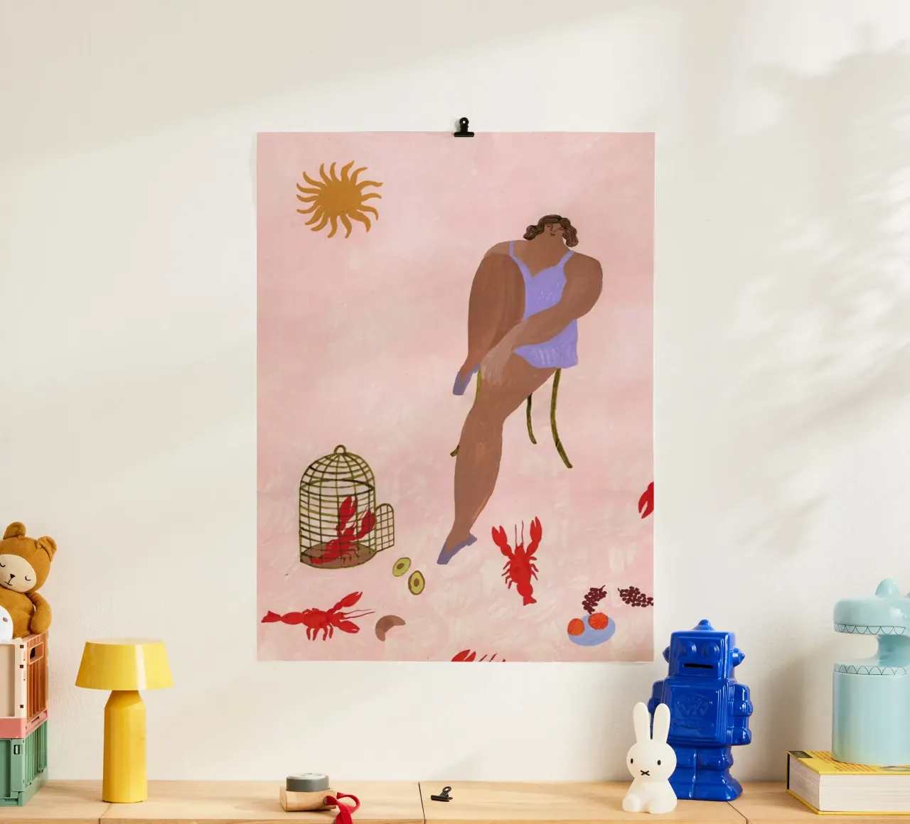 Pets poster con telaio in alluminio da Nudes and Croissants
