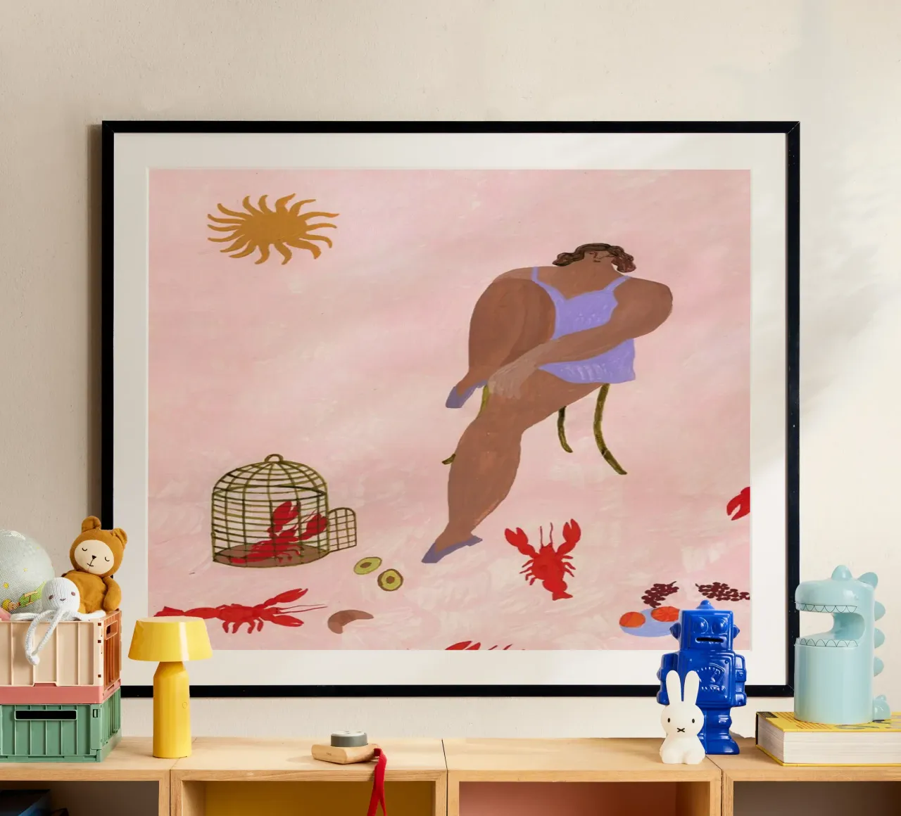 Pets poster con telaio in alluminio da Nudes and Croissants