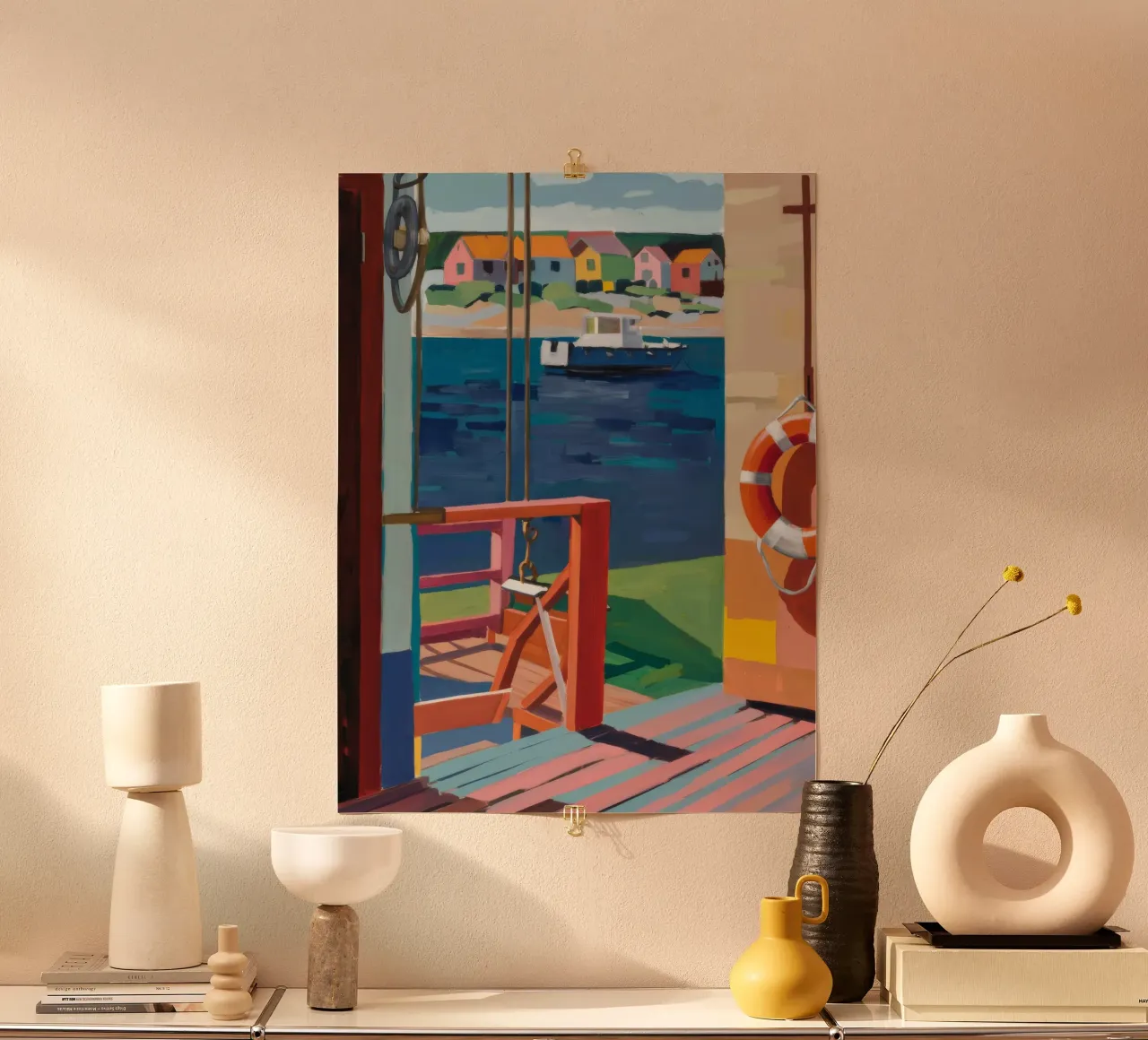 Vista sul balcone marittimo poster con telaio in alluminio da Mystic Grain