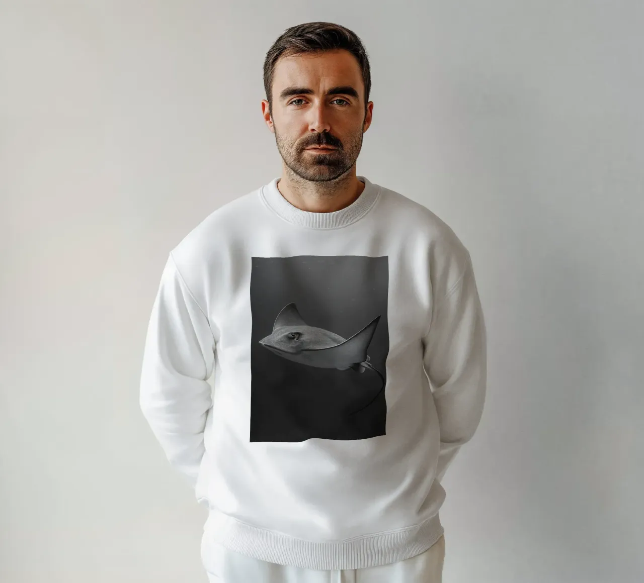 stingray black and white photography sweatshirt by the gunduls