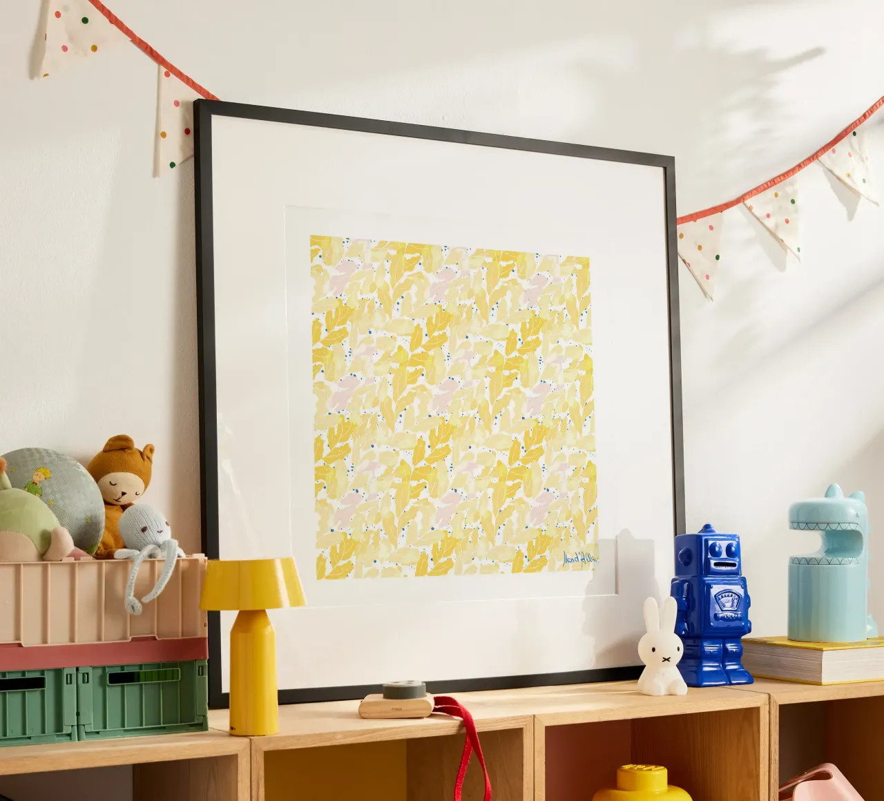 Sea Of Leaves (yellow pink & blue) hahnemühle by Mandalla Pattern