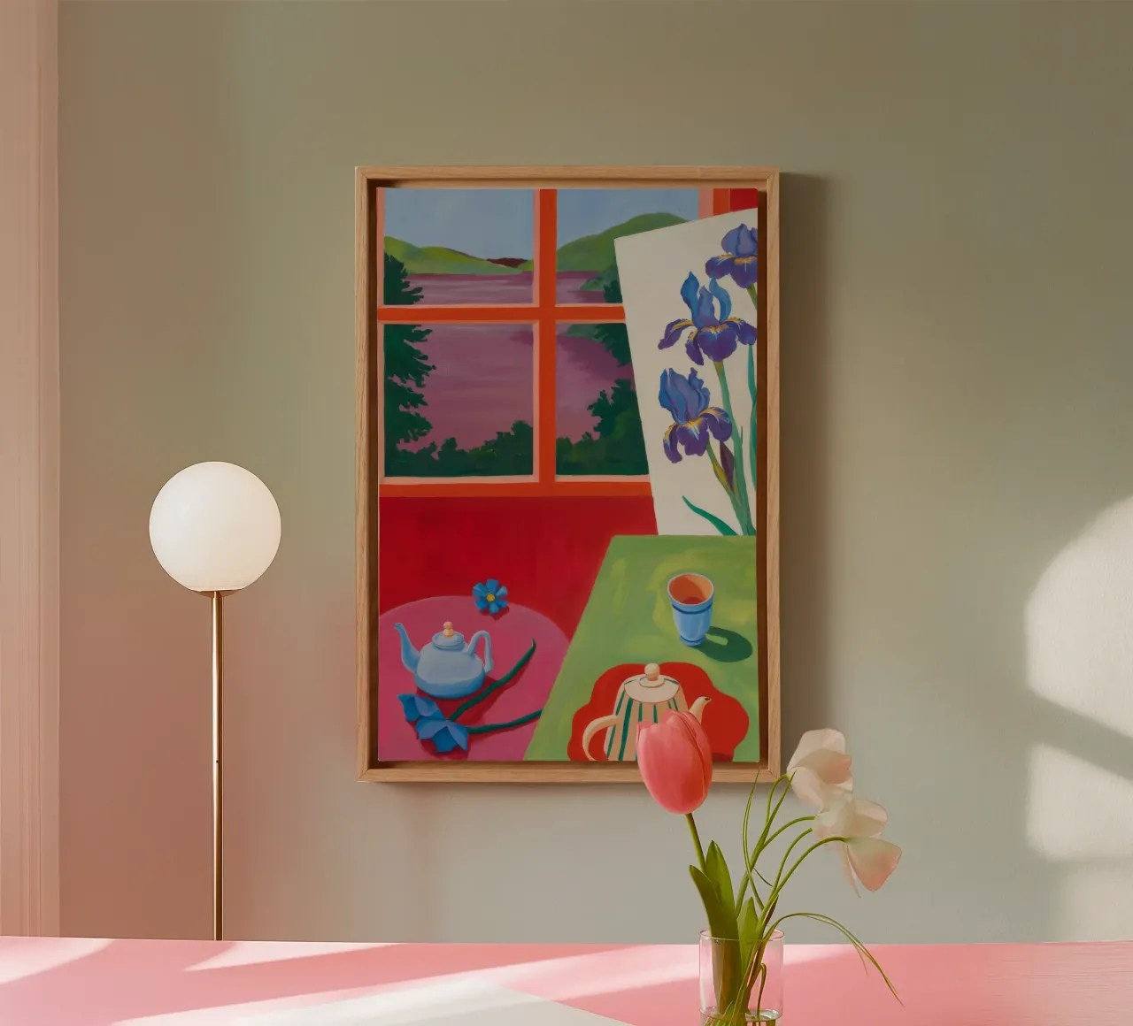 Thee bij schemering canvas met Baklijst van Mystic Grain